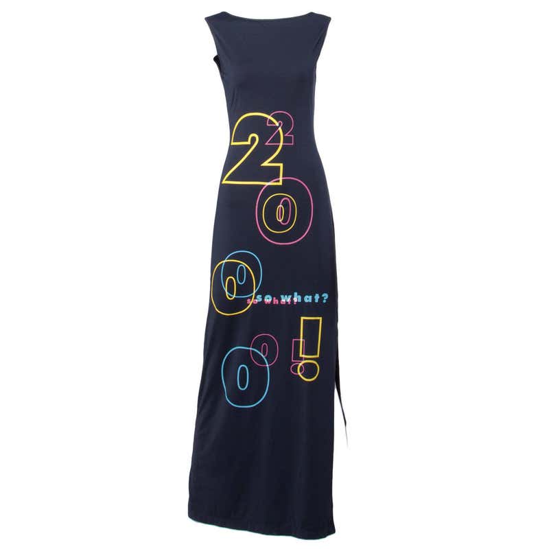 Moschino Couture! Cruise Me Baby Elegant Navy Blue Silk Dress For Sale ...