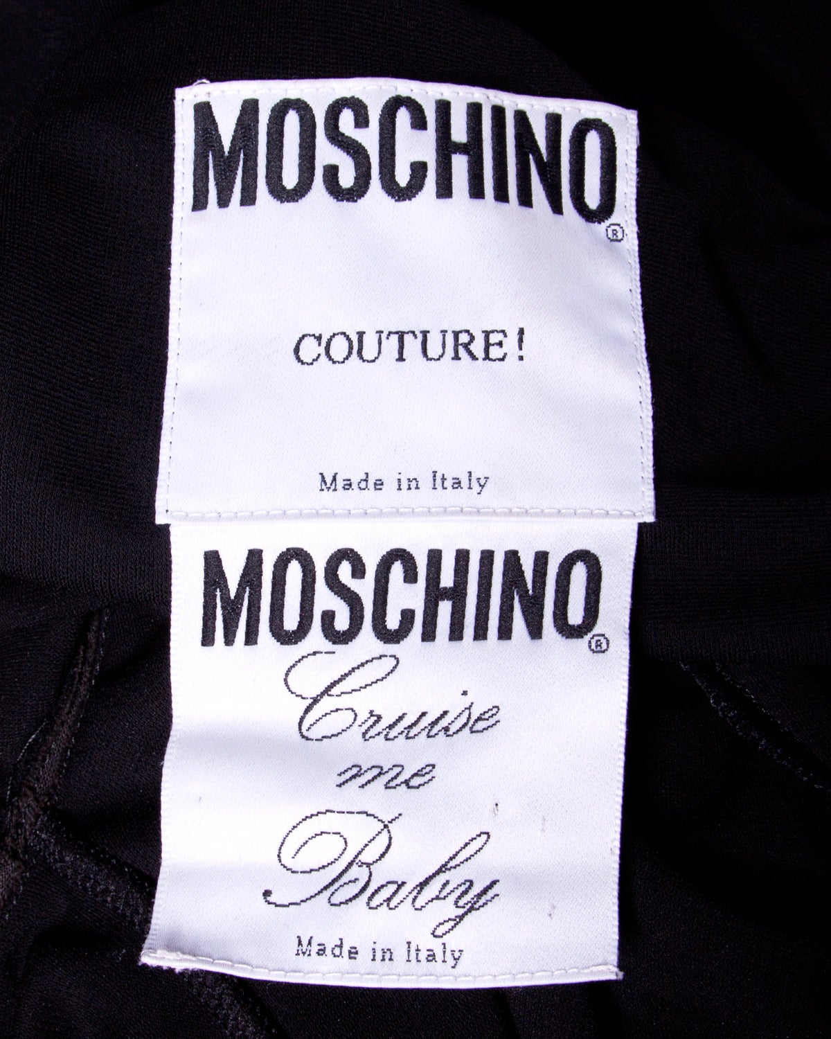 Moschino Couture! Cruise Me Baby Vintage Vestito monospalla in maglia nera in vendita 2