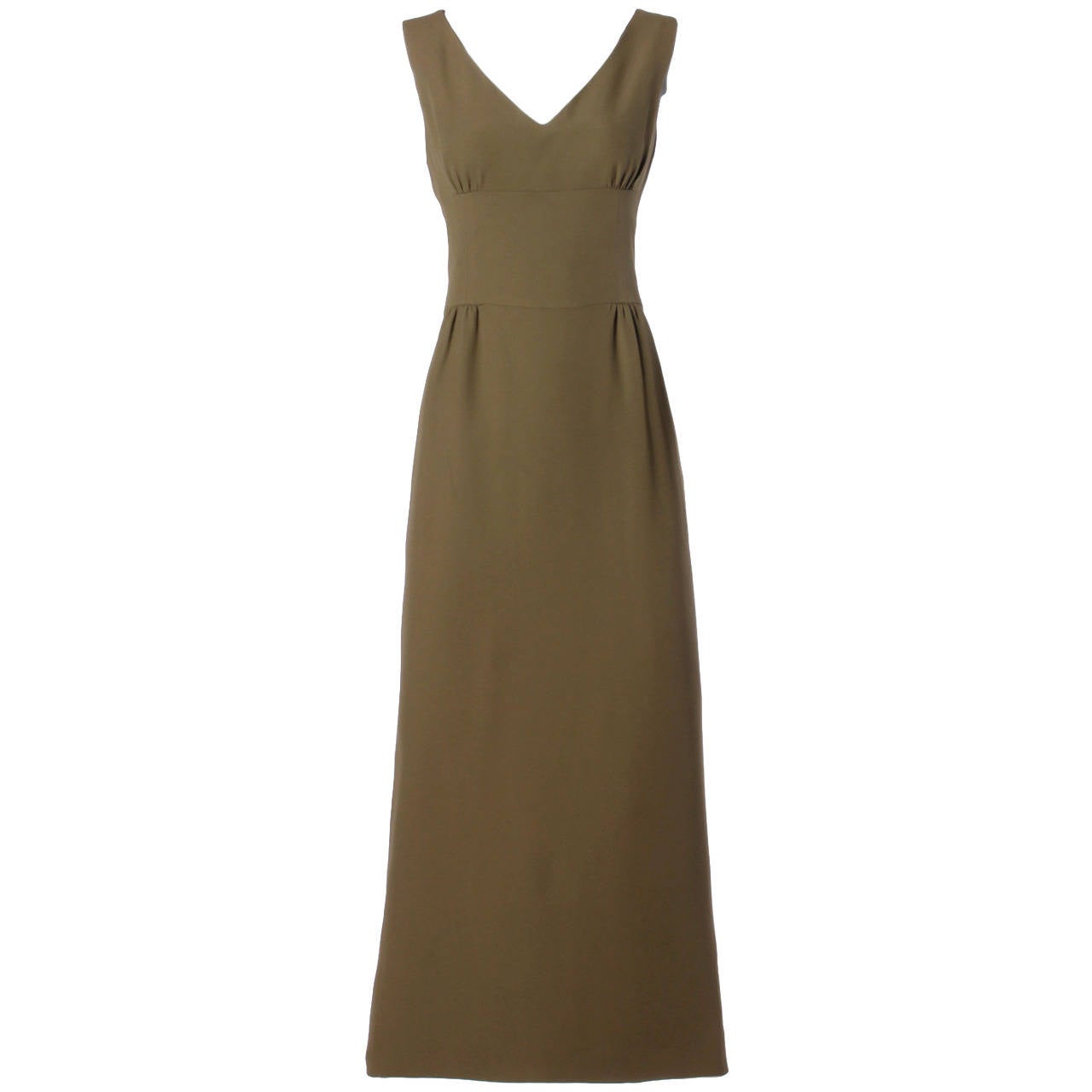 Moschino Vintage 1990s 90s Minimalist Olive Green Maxi Dress For Sale