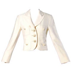 Moschino Couture! Vintage 1990s 90s Cream Blazer or Suit Jacket 3