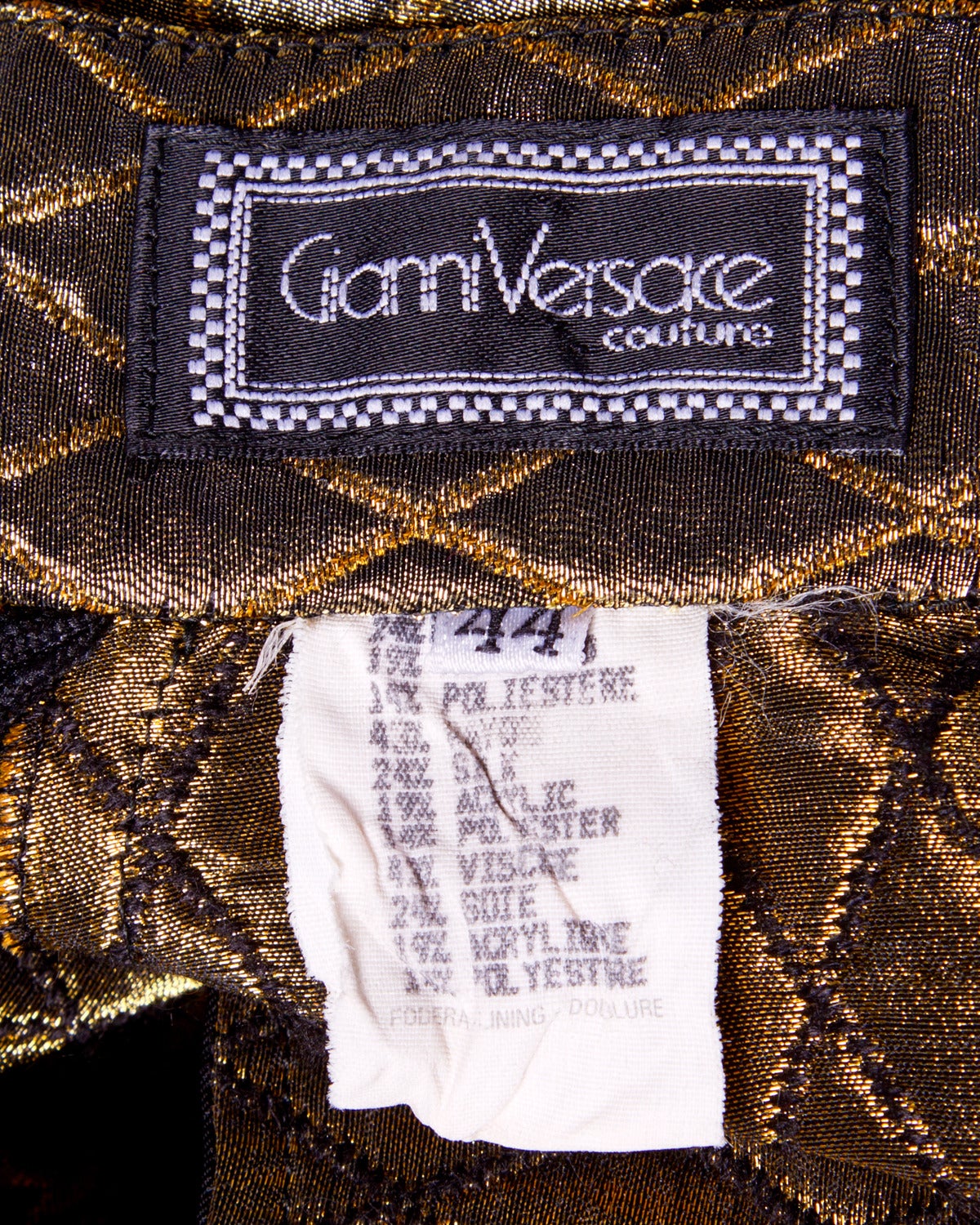 Women's Gianni Versace Couture Vintage Metallic Gold Quilted High Waisted Pants