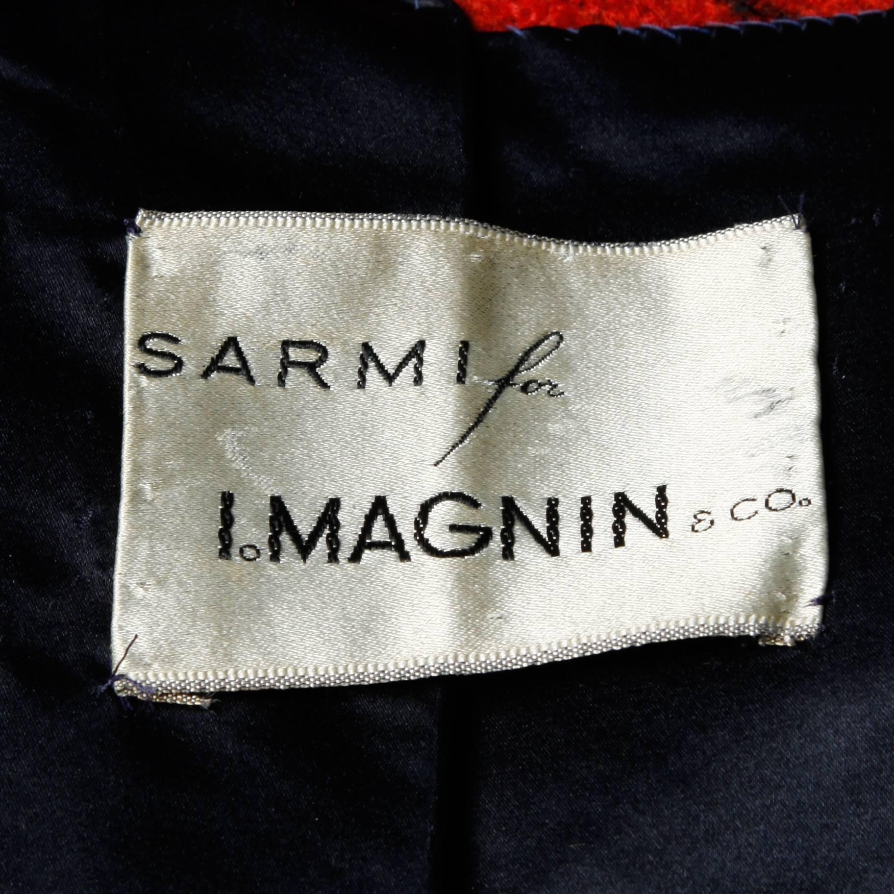 Black Sarmi 1960s Vintage Red Plaid Coat For Sale