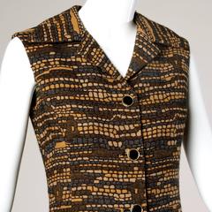 Adele Simpson 1960s Vintage Woven Wool Shift Dress or Vest
