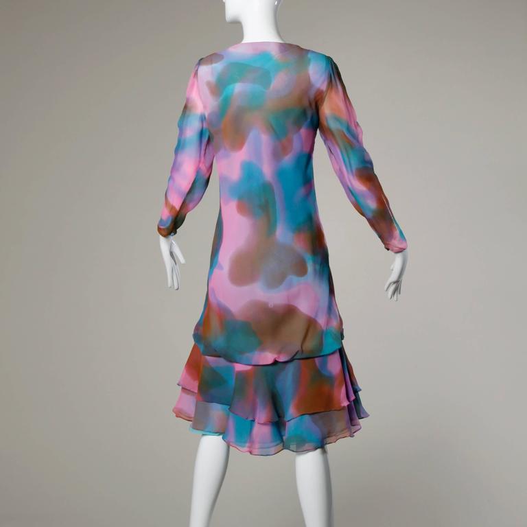 Judy Hornby for Neiman Marcus Vintage Hand Painted Silk Dress + Wrap ...