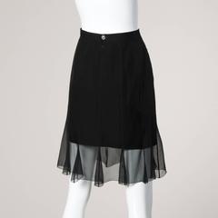 Karl Lagerfeld Vintage Black Skirt with Sheer Mesh Overlay