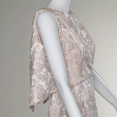Lisa Meril Vintage 1960s Pale Pink Hand-Embroidered Silk Cape Cocktail Dress