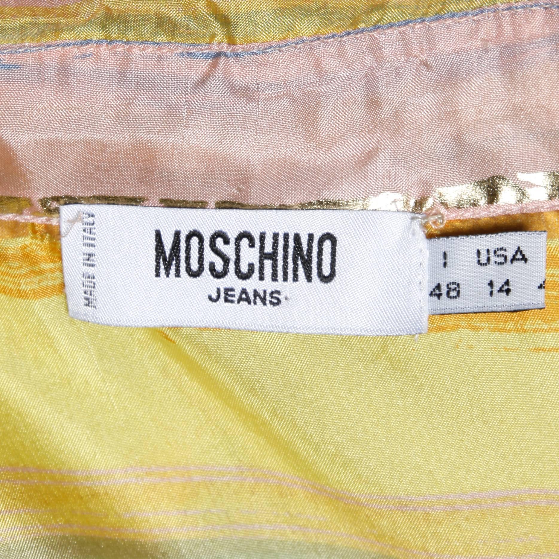 Moschino Vintage Metallic Silk Striped Button Up Blouse In Excellent Condition In Sparks, NV