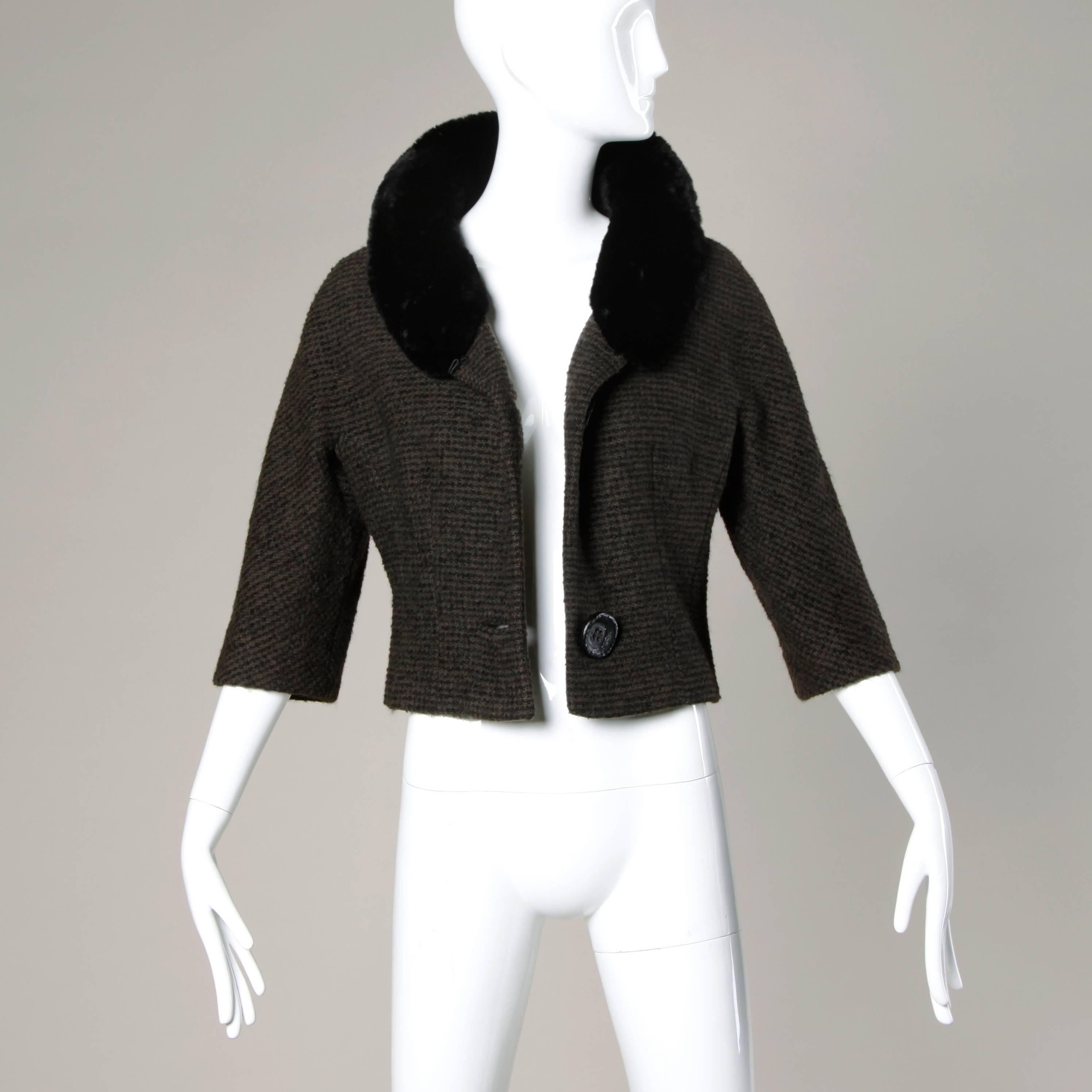 Women's 1950s Philippe Tournaye by Marquise Vintage Wool Jacket with Fur Collar