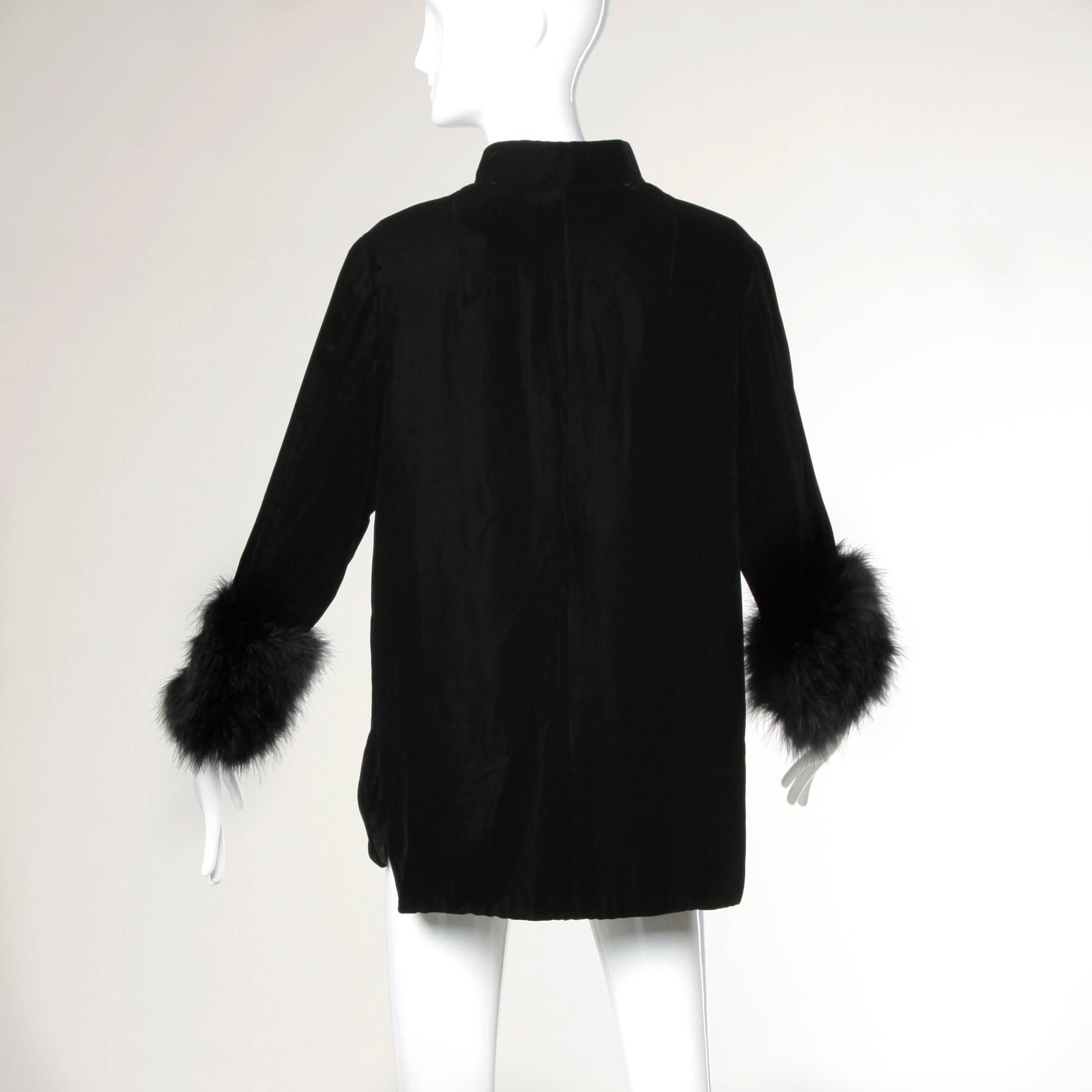 jacket with feather cuffs