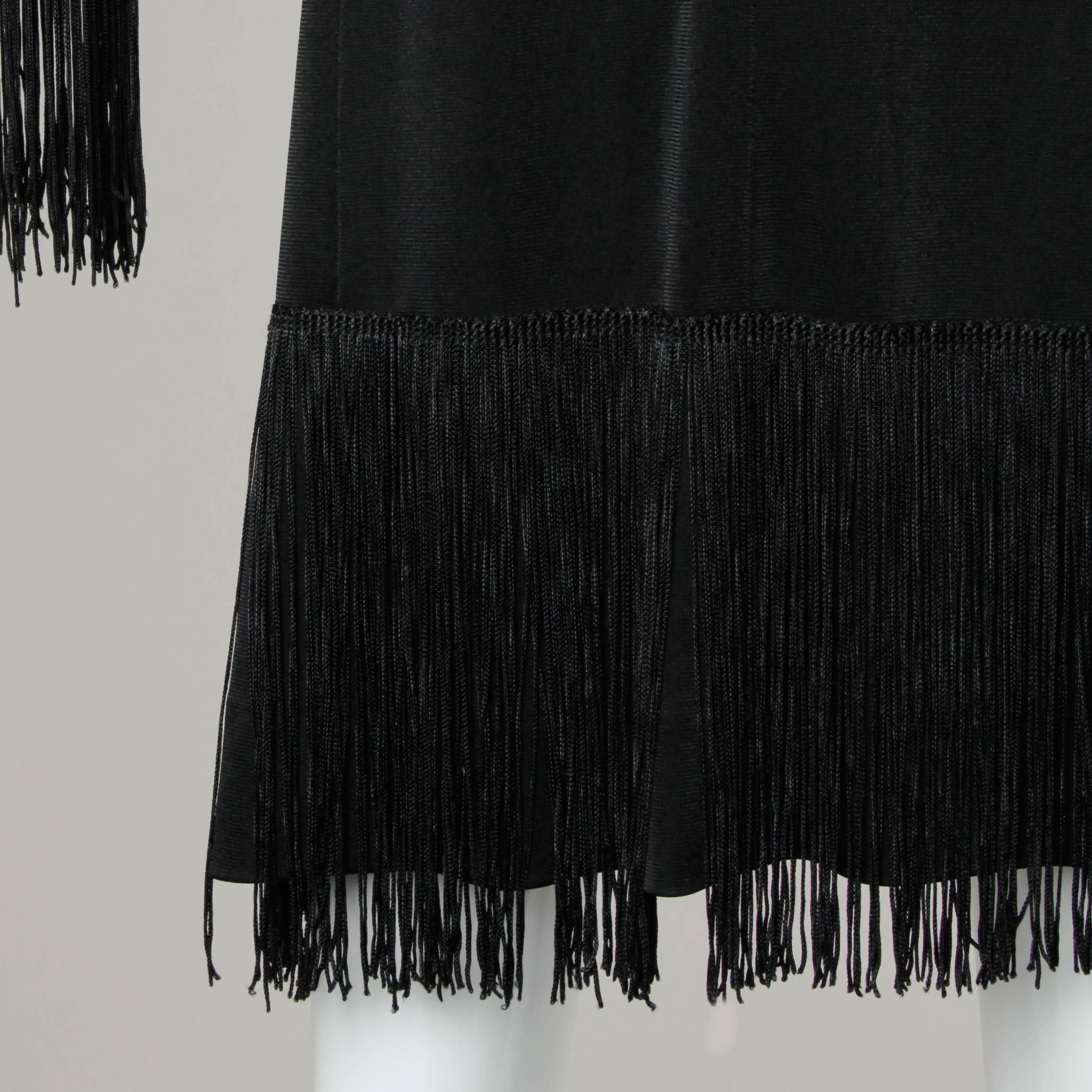 Victor Costa for Lord & Taylor 1960s Black Mod Fringe Cocktail Dress In Excellent Condition For Sale In Sparks, NV