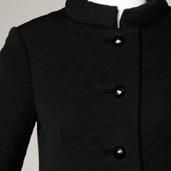 Jacques Tiffeau Vintage 1960s Quilted Black Wool Coat with Silk Lining