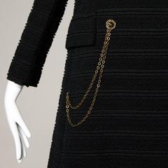 1960s Vintage Wool Mod Coat with Military Chain Detail + Rhinestone Buttons
