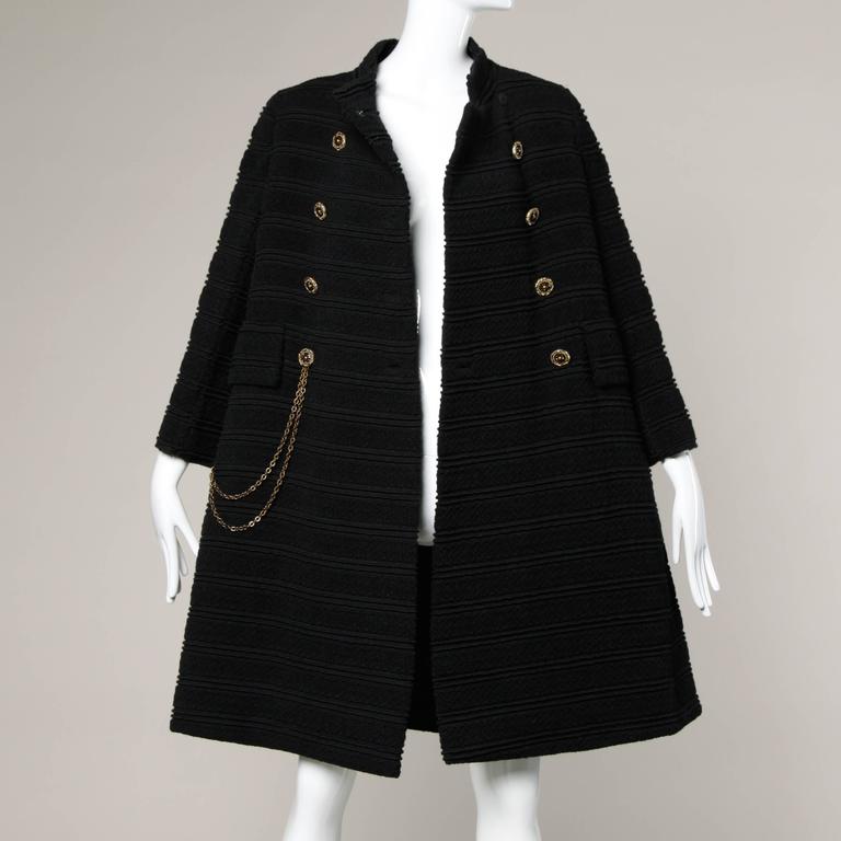 1960s Vintage Wool Mod Coat with Military Chain Detail + Rhinestone ...