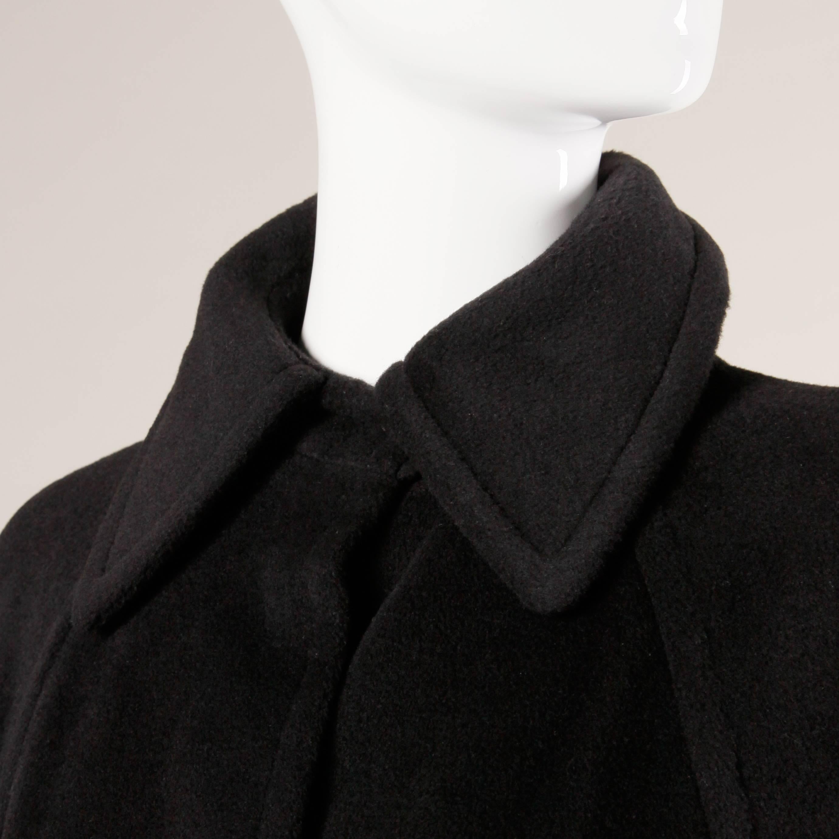 Galanos Minimalist Vintage Charcoal Gray Cashmere Coat with Slit ...