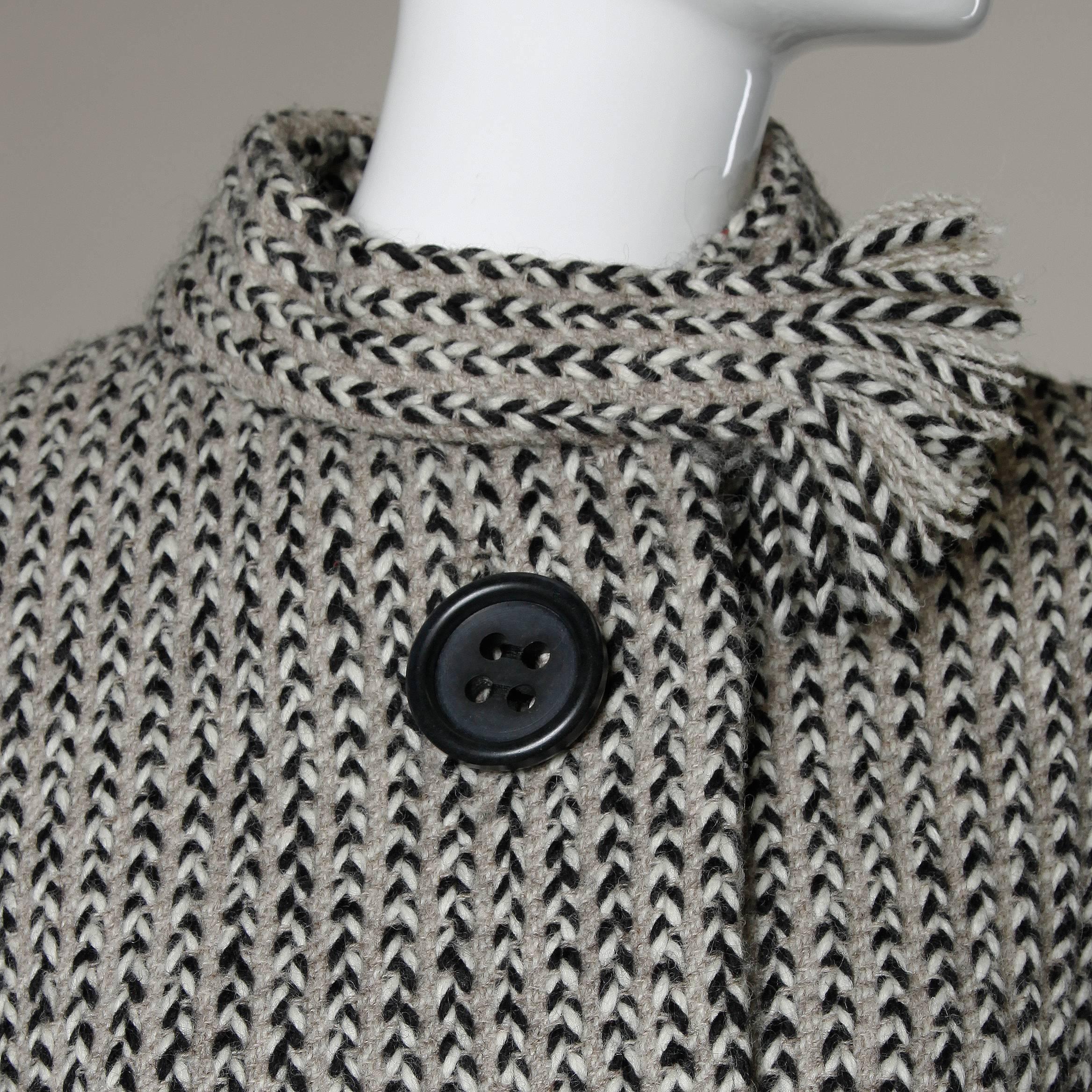 Pauline Trigere Vintage Herringbone Wool Coat with Ascot Scarf, 1960s  5