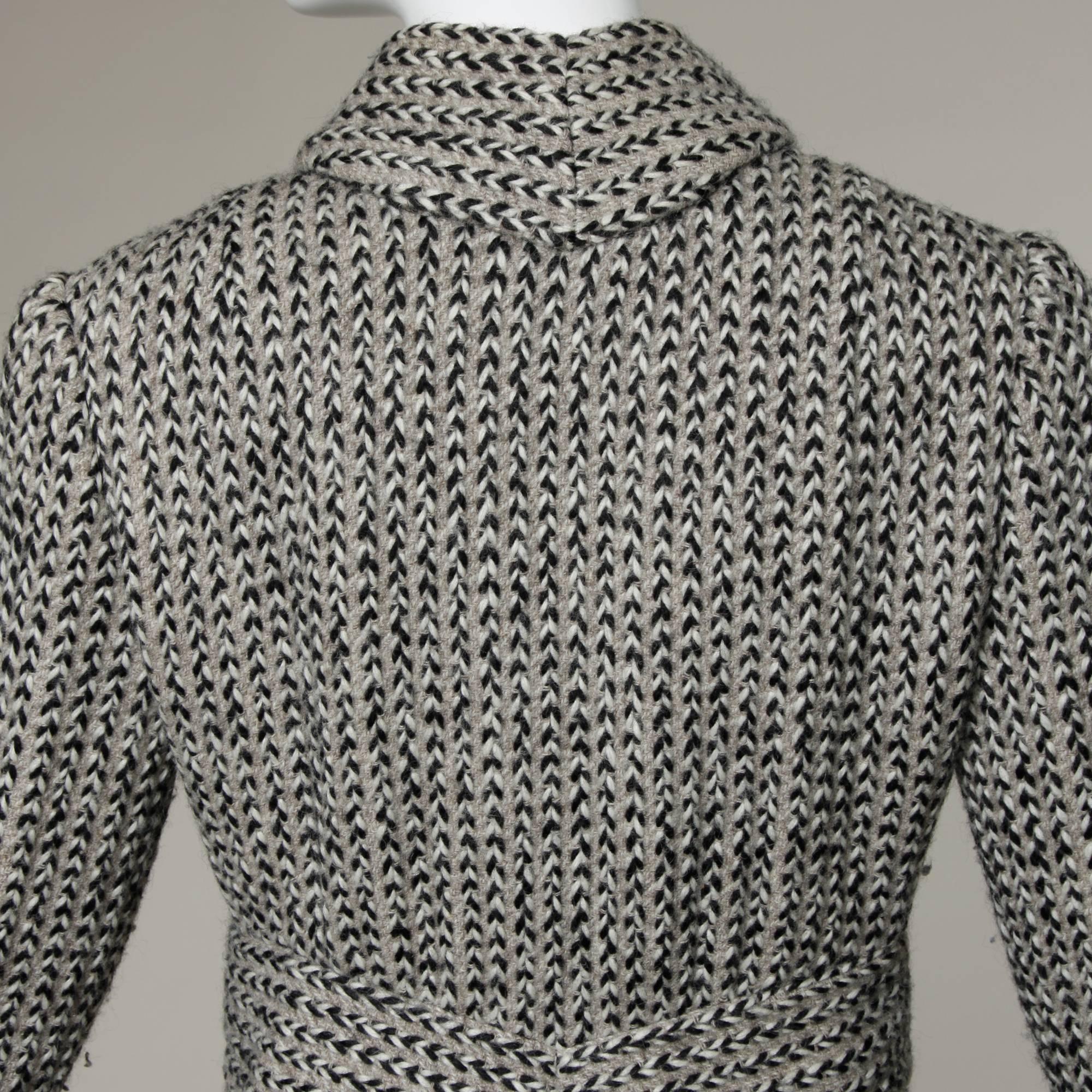 Pauline Trigere Vintage Herringbone Wool Coat with Ascot Scarf, 1960s  4