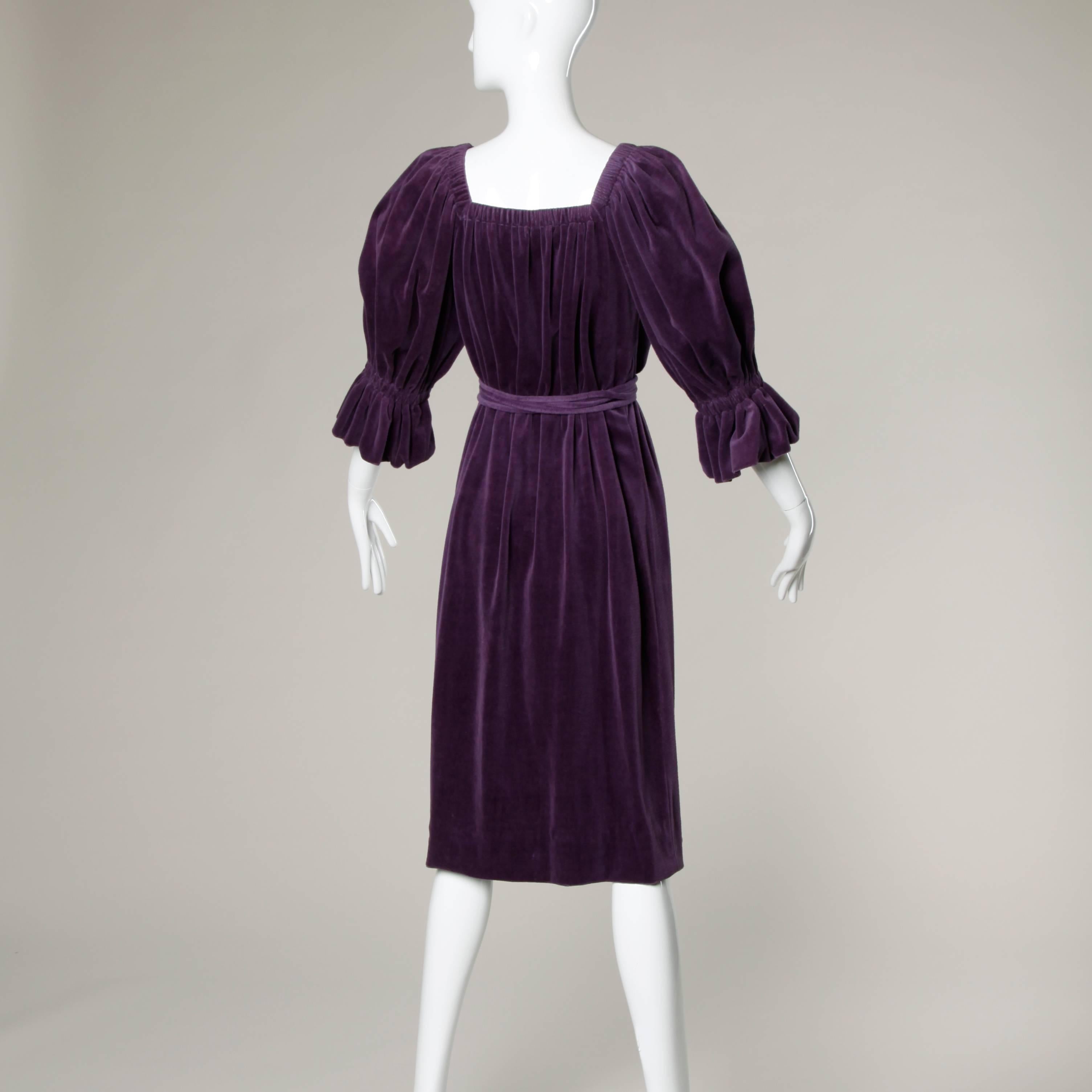 Black Lucie Ann of Beverly Hills 1960s Purple Velvet Dress