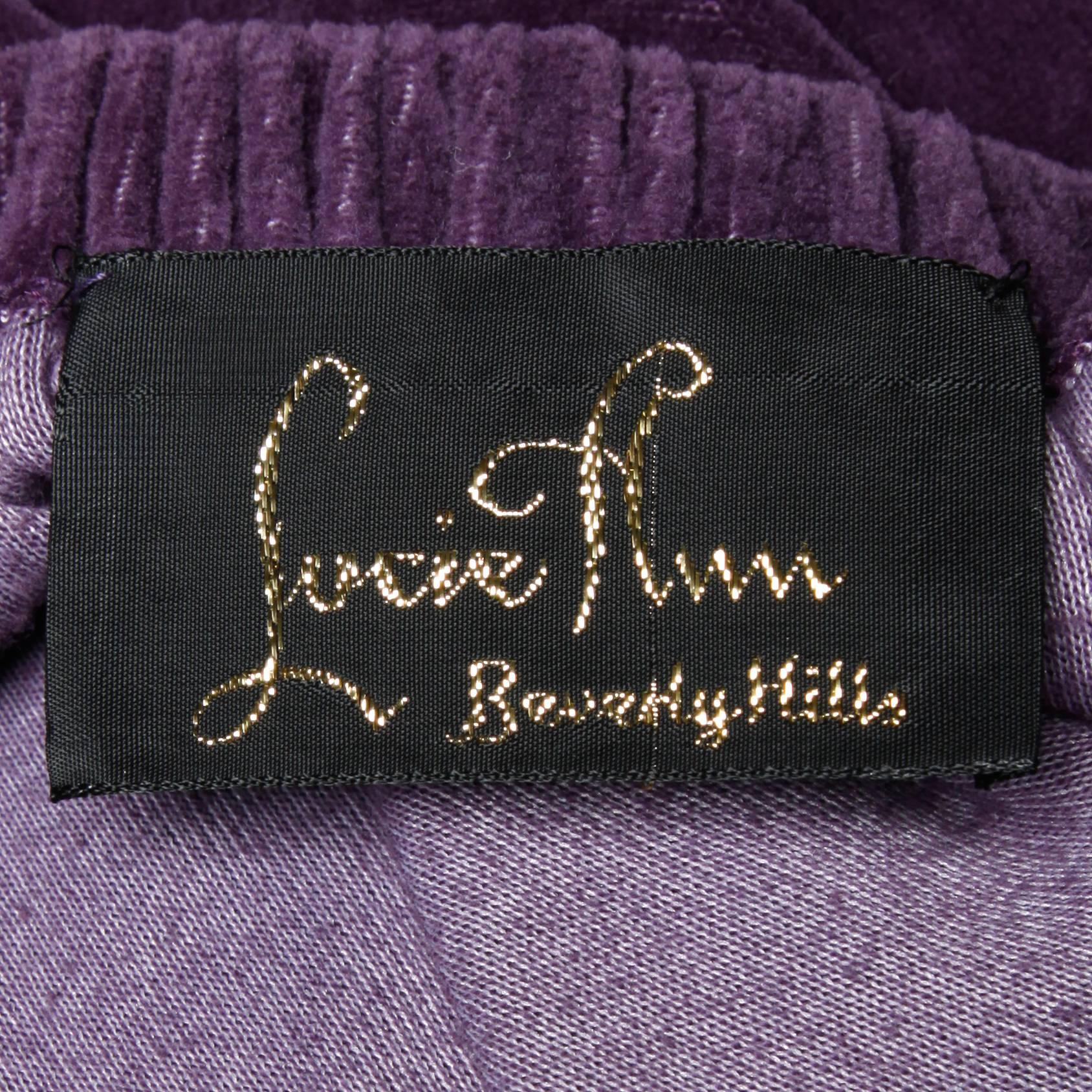 Lucie Ann of Beverly Hills 1960s Purple Velvet Dress In Excellent Condition In Sparks, NV