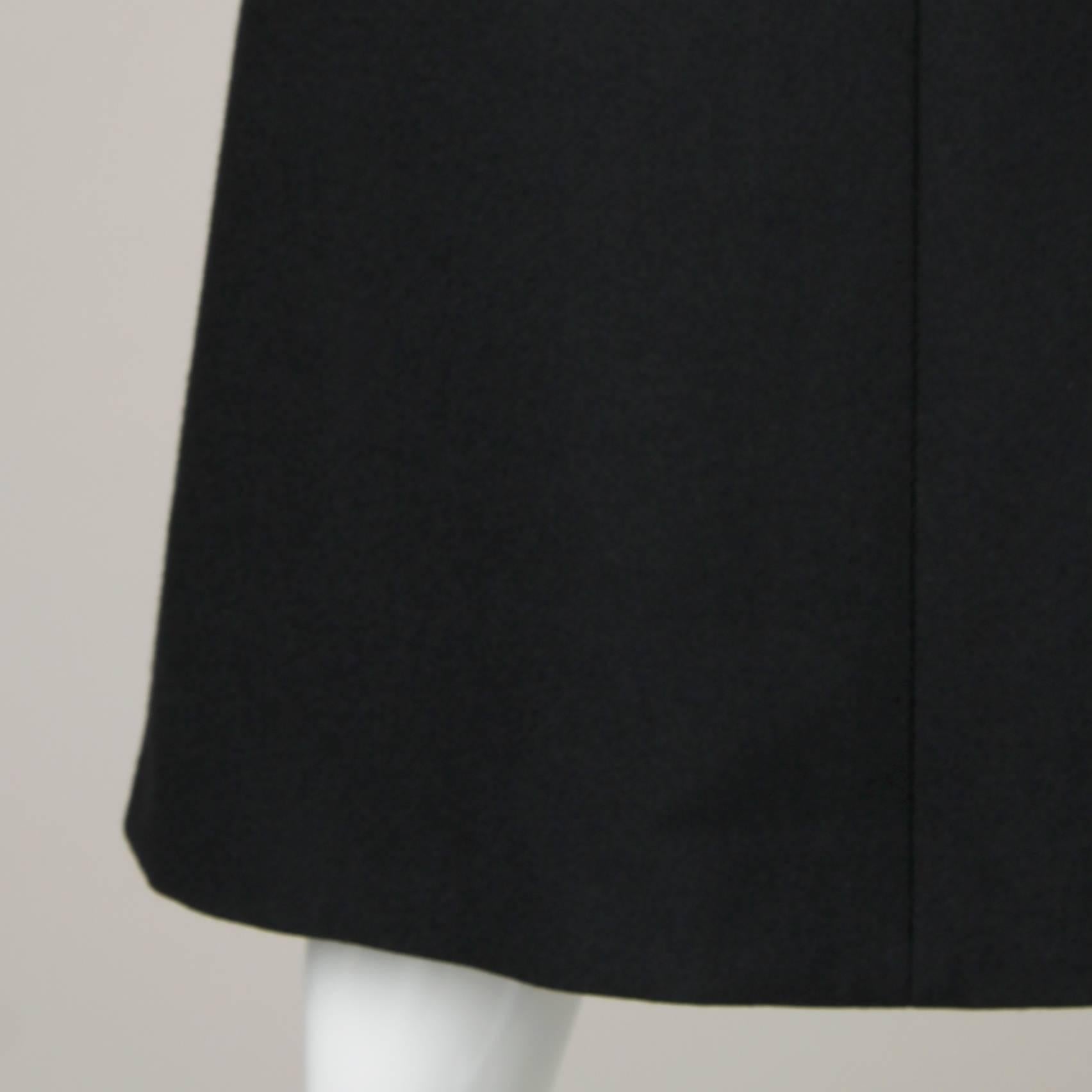 Women's Louis Feraud Vintage Black Wool A-Line Skirt