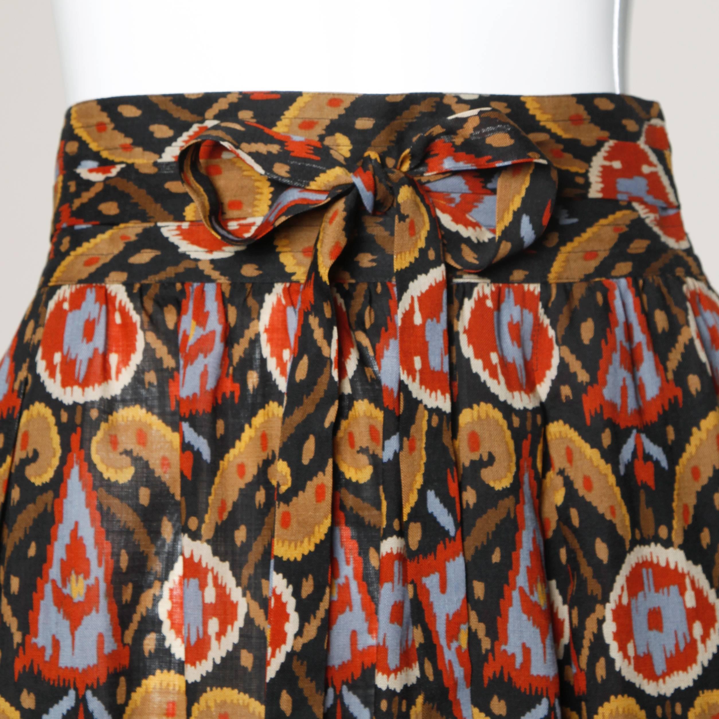 Yves Saint Laurent YSL Rive Gauche Vintage Wool Ikat Print Skirt 1