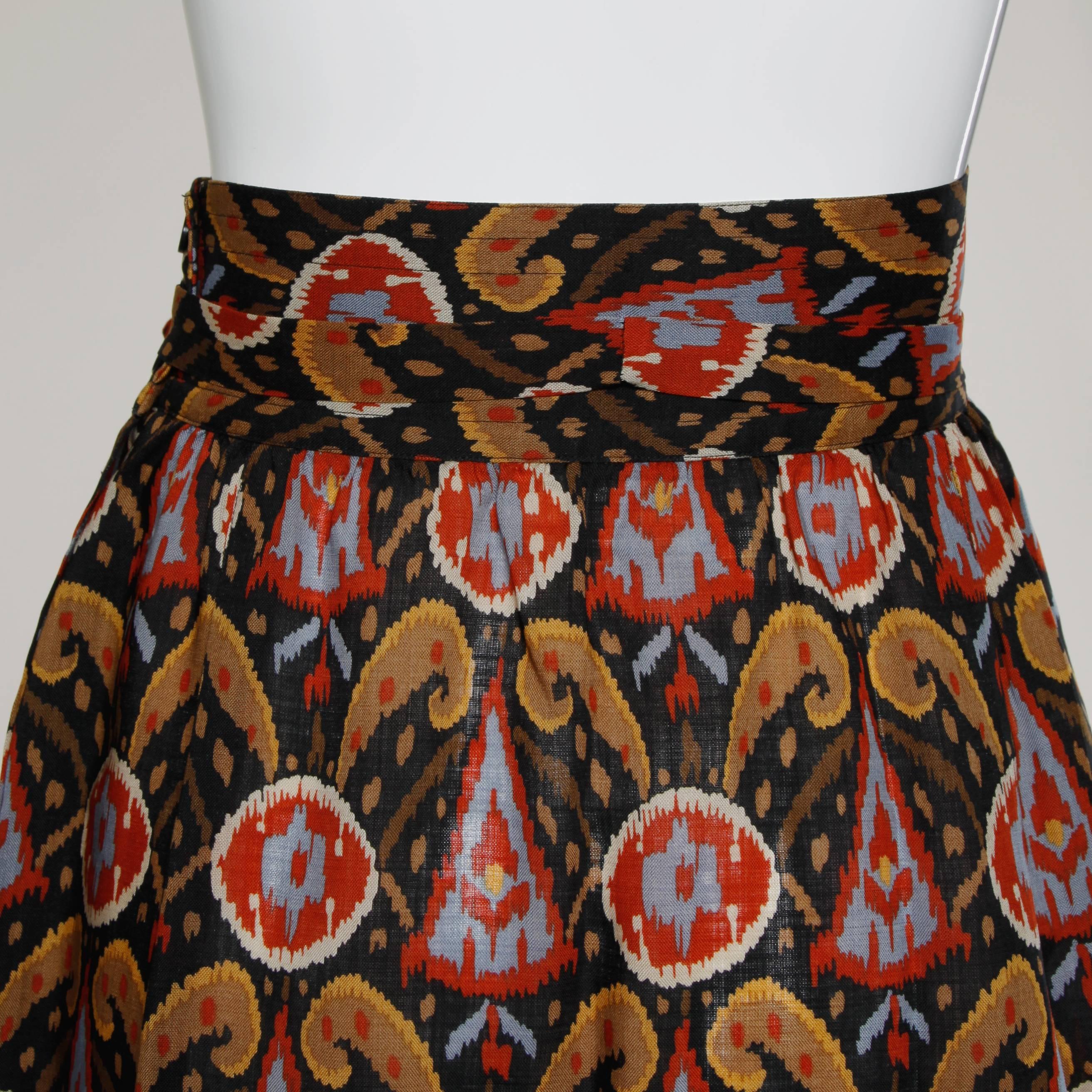 Yves Saint Laurent YSL Rive Gauche Vintage Wool Ikat Print Skirt 3