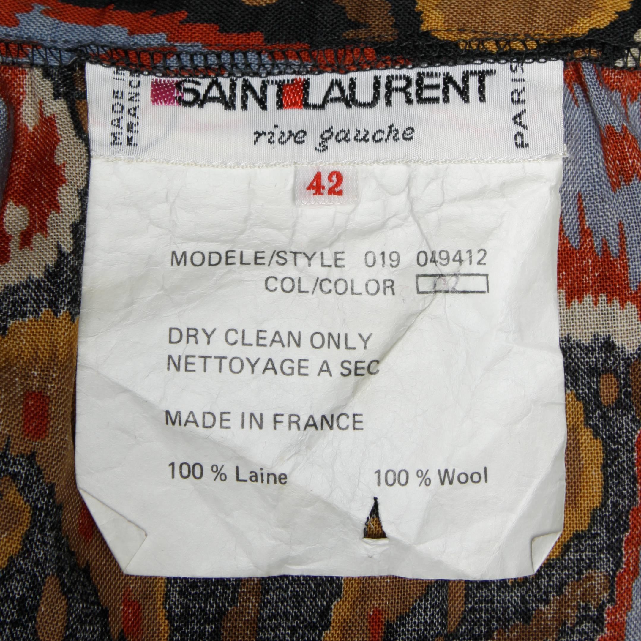 Yves Saint Laurent YSL Rive Gauche Vintage Wool Ikat Print Skirt In Excellent Condition In Sparks, NV