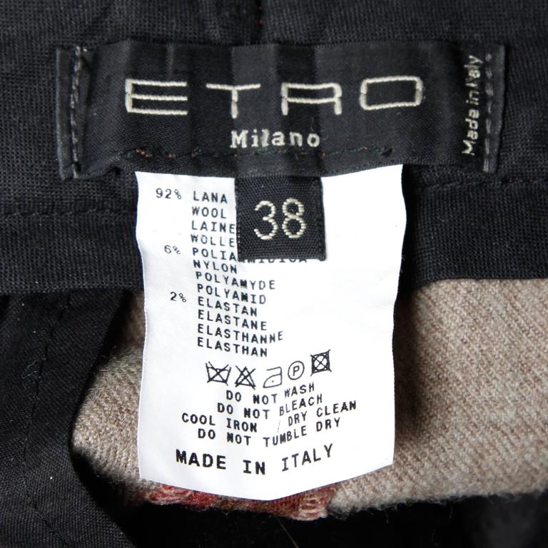 ETRO Size 36 Brown Oatmeal Houndstooth Wool Zip Fly Dress Pants