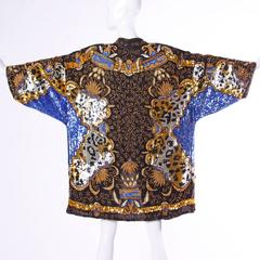 Extraordinary Vintage Sequin + Beaded Silk Flapper Kimono Jacket or Duster