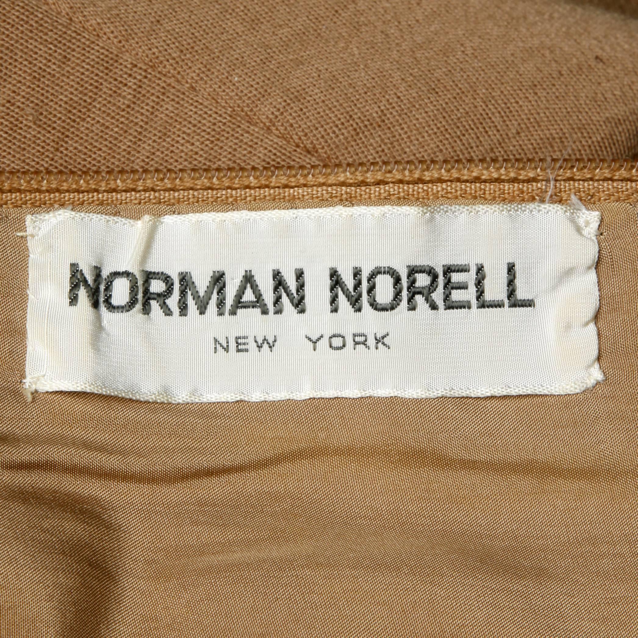 Norman Norell 1960s Vintage Camel Silk + Wool Knit Dress with Belt In Excellent Condition In Sparks, NV