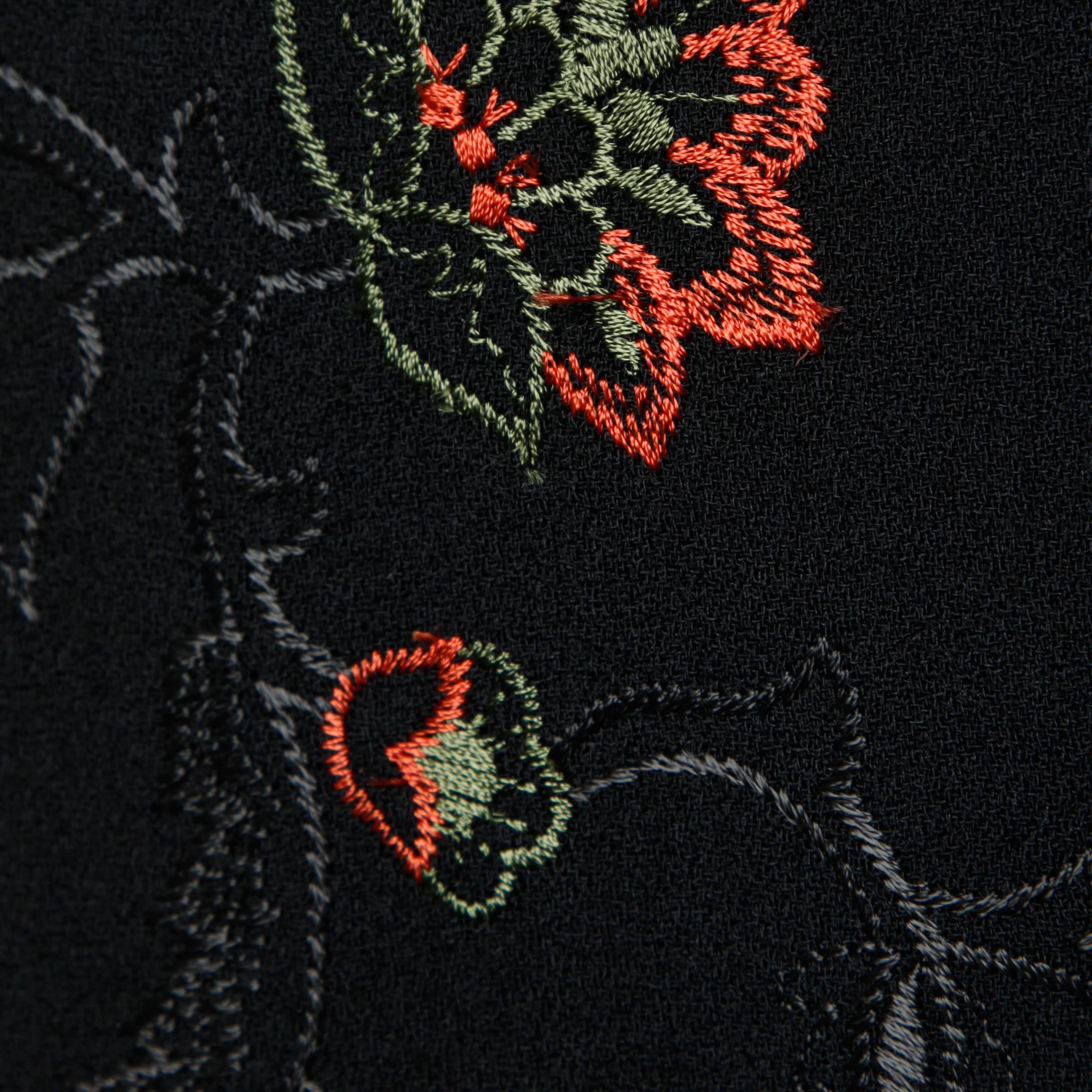 Oscar de la Renta Wool Blazer Jacket with Floral Embroidery 3
