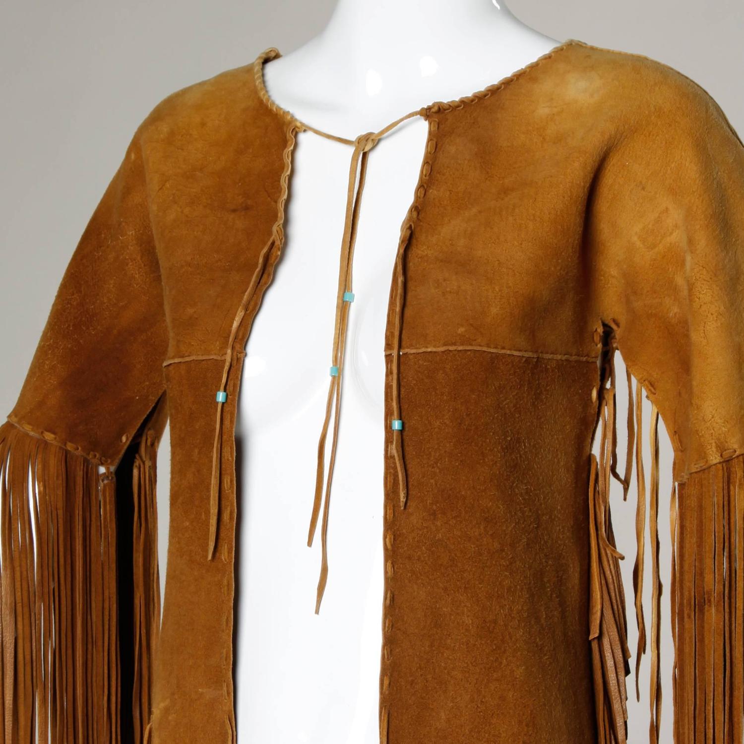 Rare Traditionally Hand-Crafted Vintage Native American Buckskin Fringe ...