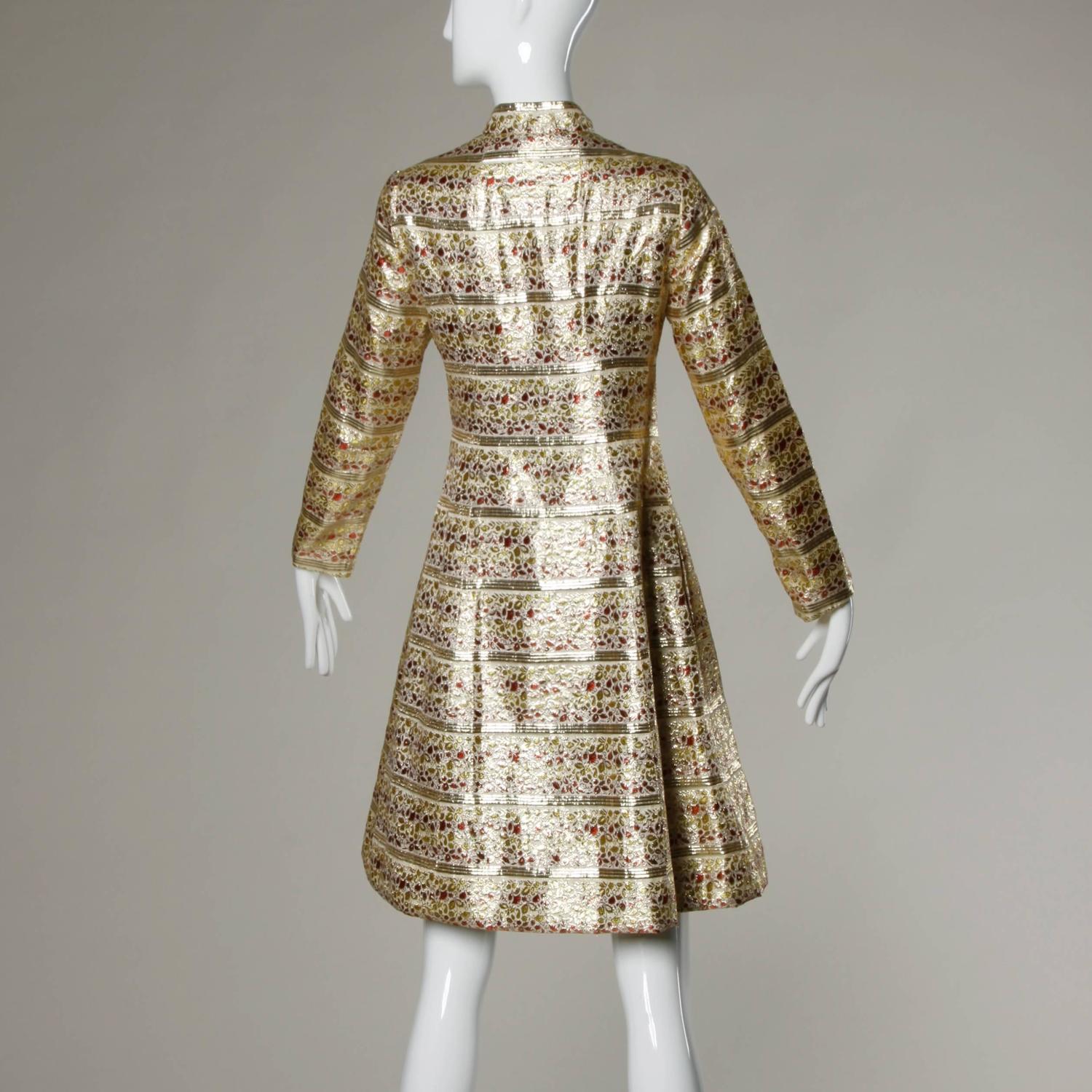 Saks Fifth Avenue Vintage 1960s Metallic Brocade Rhinestone Coat For ...