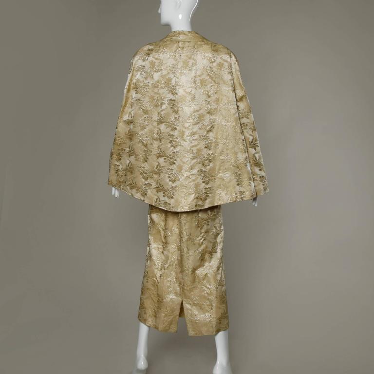 1960s Gold Brocade Cape + Dress 2-Piece Ensemble at 1stDibs
