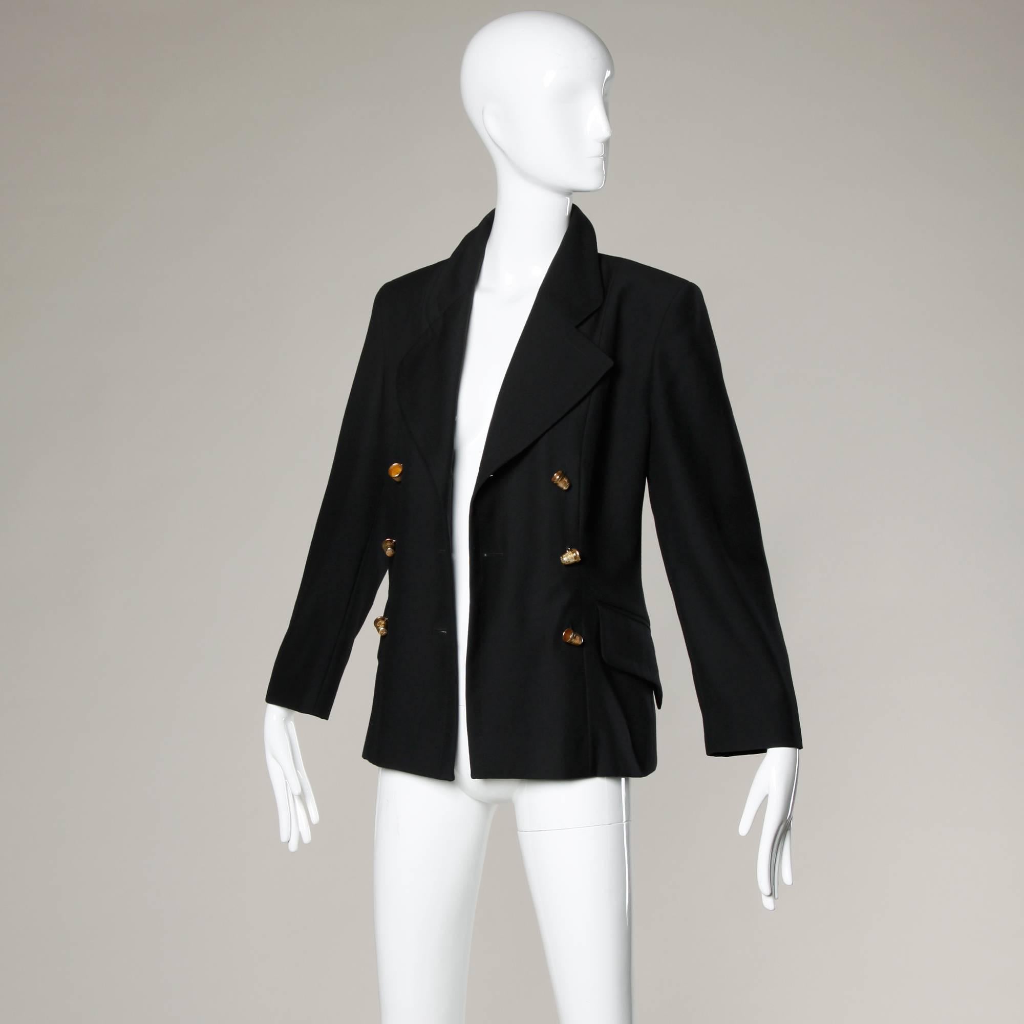 Moschino Vintage 90s Schwarzer Blazer mit 