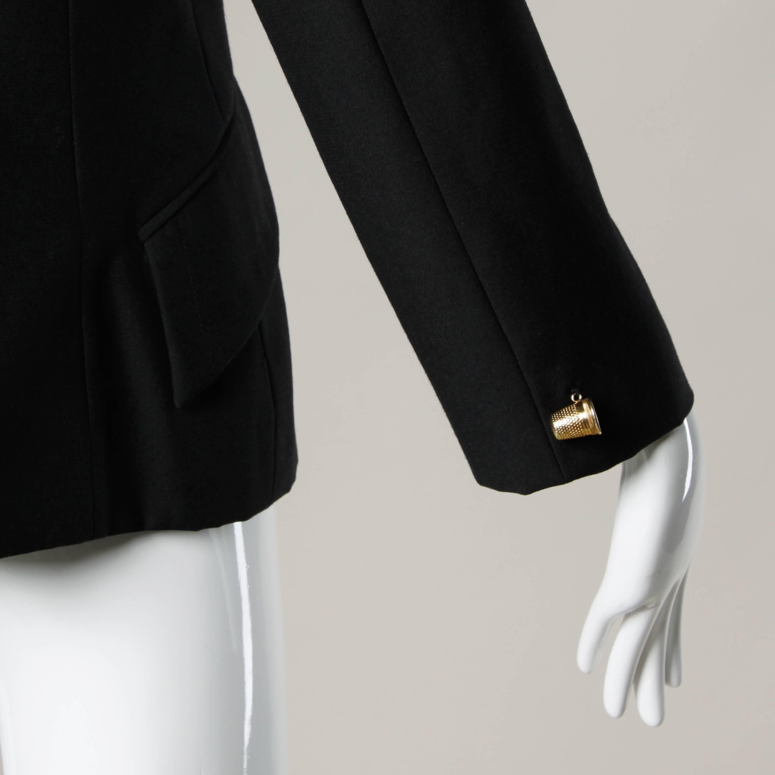 Women's Moschino Vintage 90s Black Blazer Jacket with Novelty 