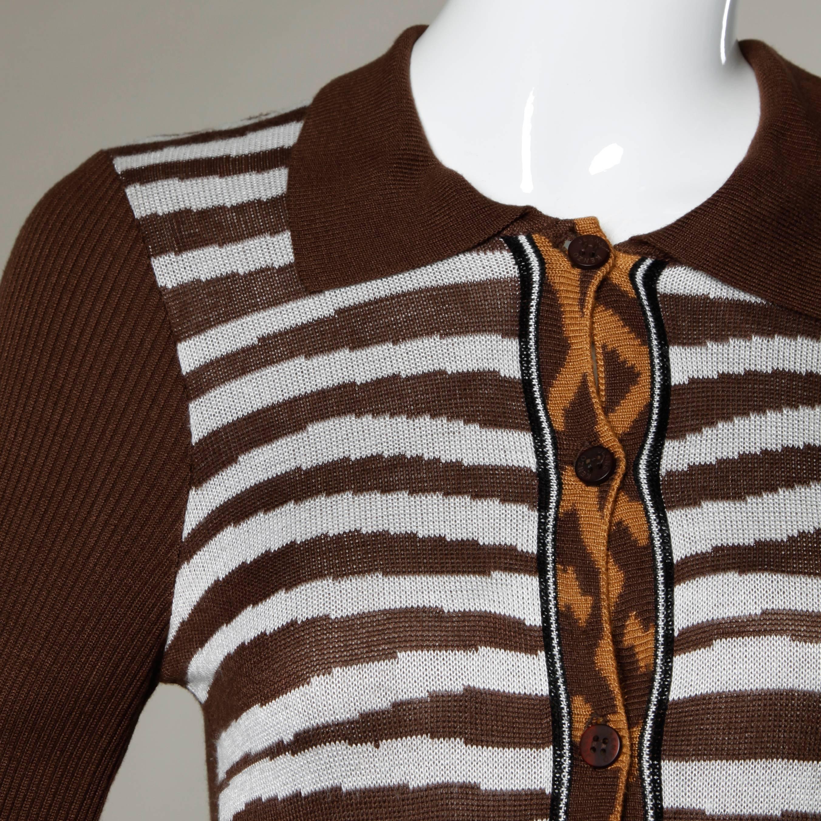 Kenzo Animal Print Button Up Knit Cardigan Sweater In Excellent Condition In Sparks, NV