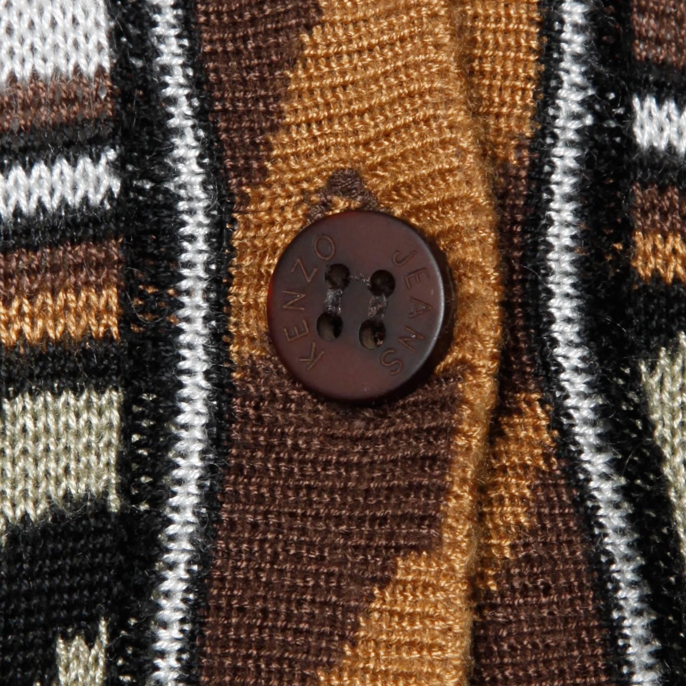 Women's Kenzo Animal Print Button Up Knit Cardigan Sweater