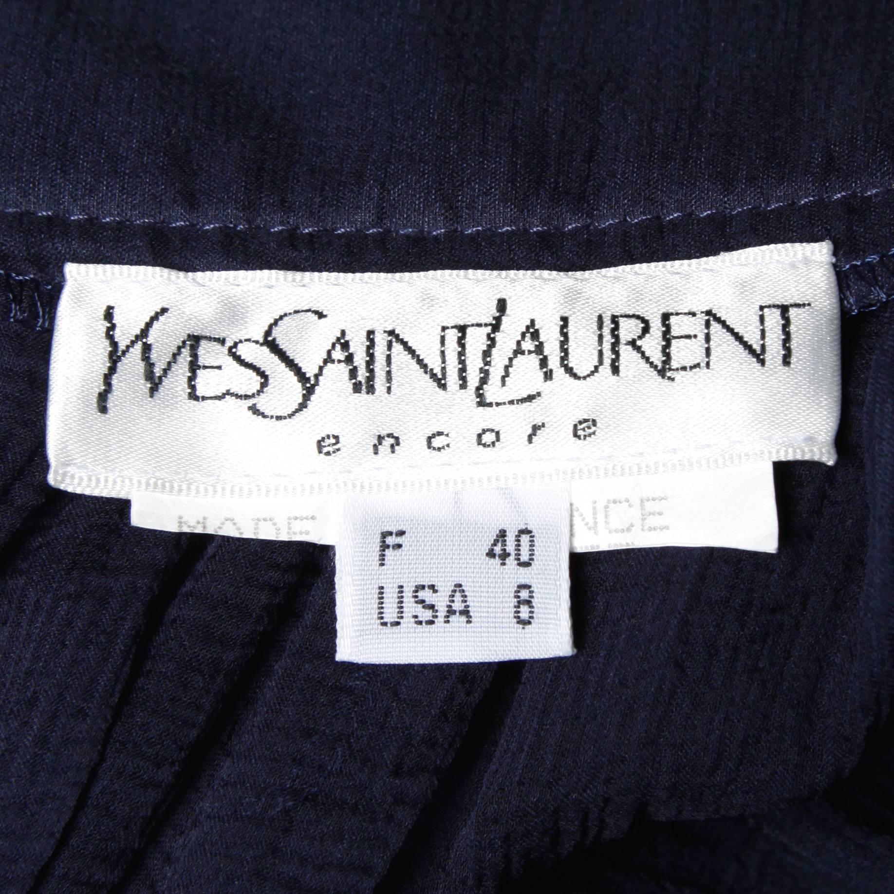 Women's Saint Laurent Vintage Layered Navy Blue Silk Chiffon Skirt