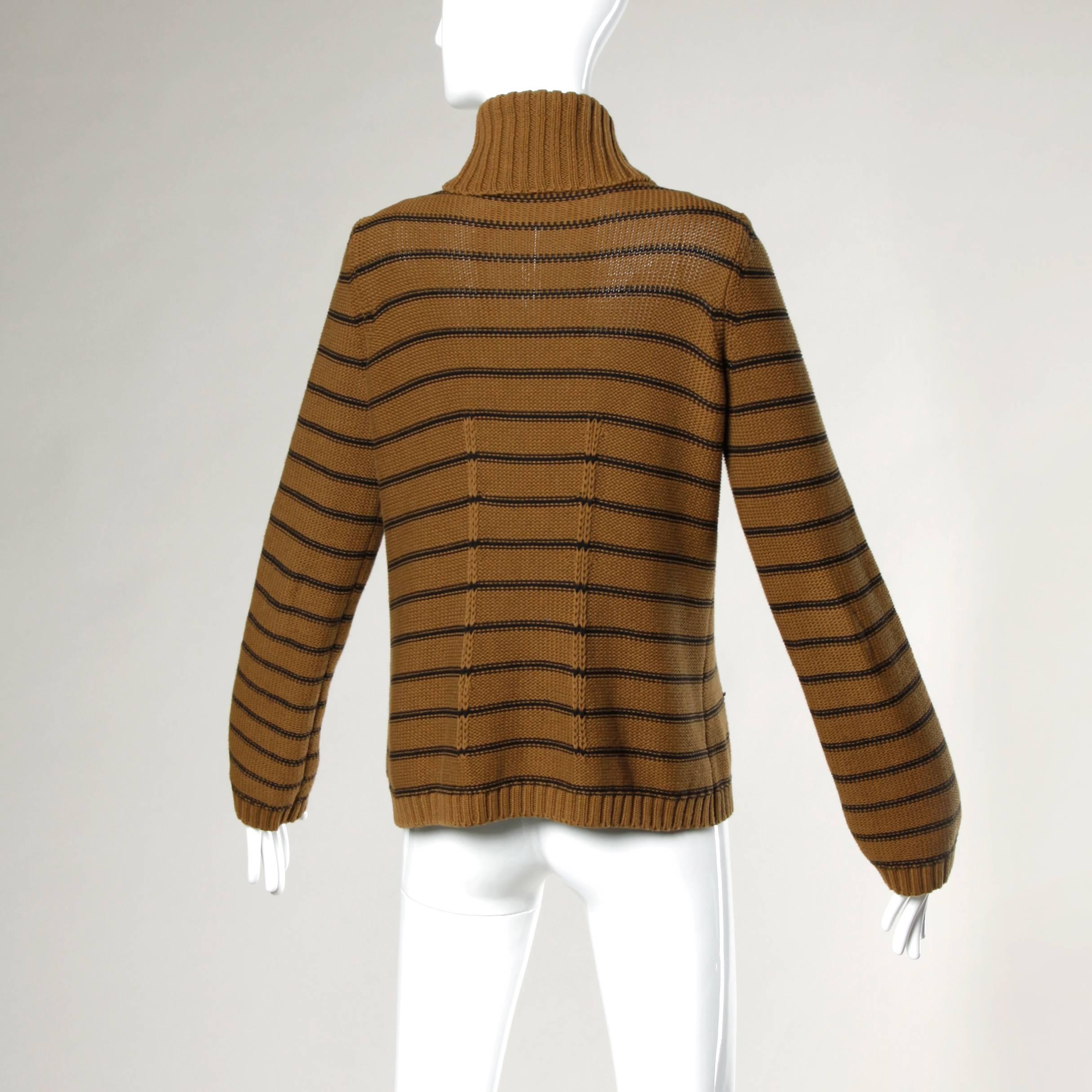 brown and black striped cardigan