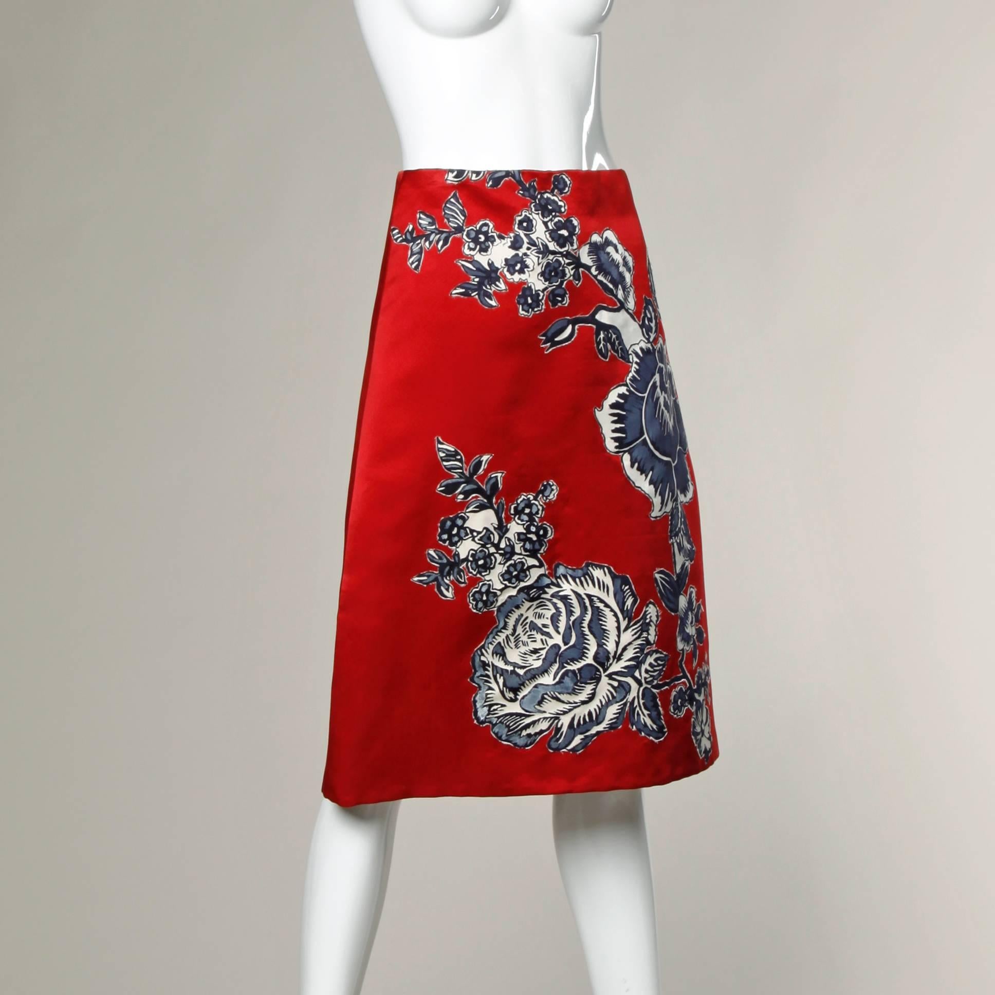 red silk skirt