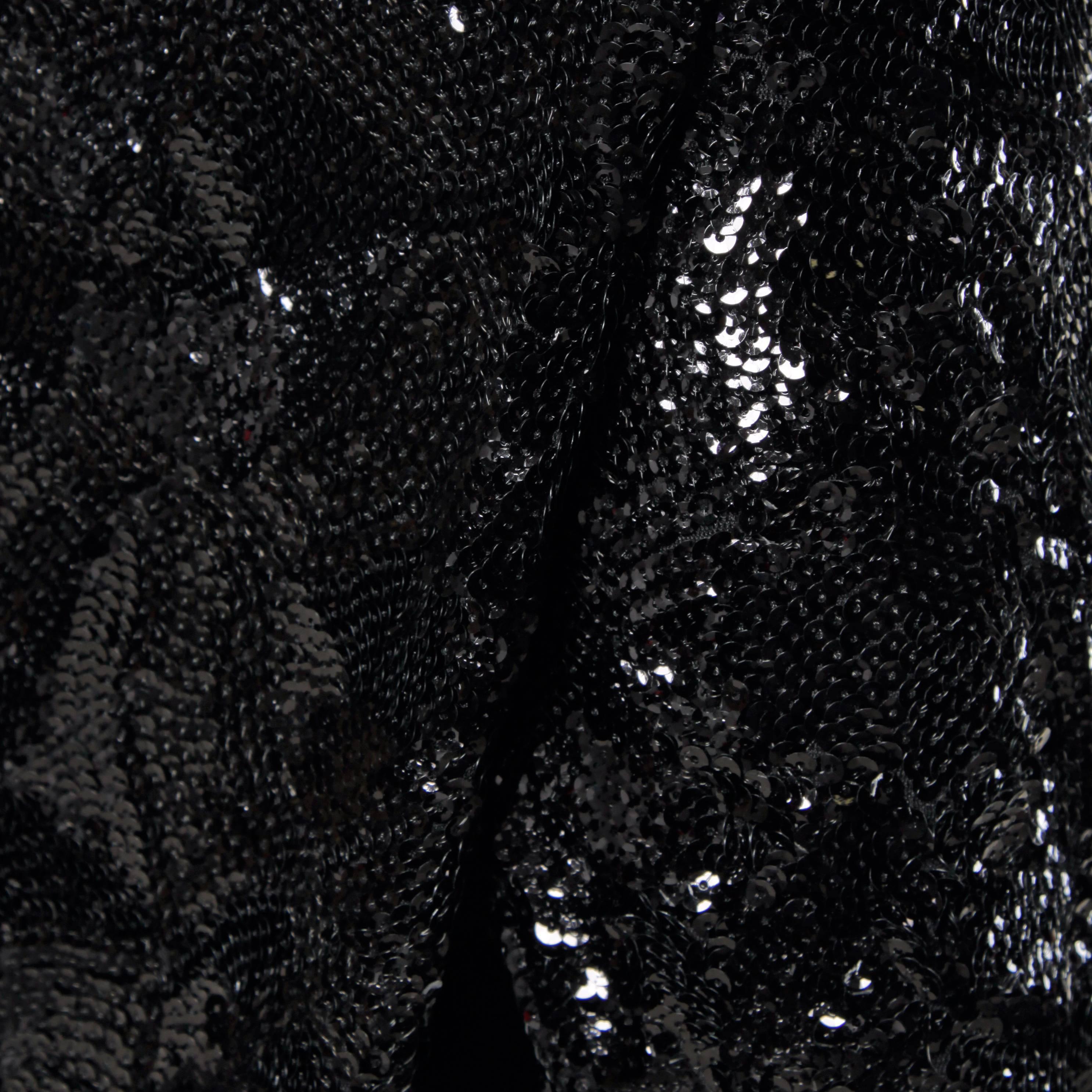 Women's Donna Karan Long Black Sequin Scissor Maxi Skirt with High Leg Slit