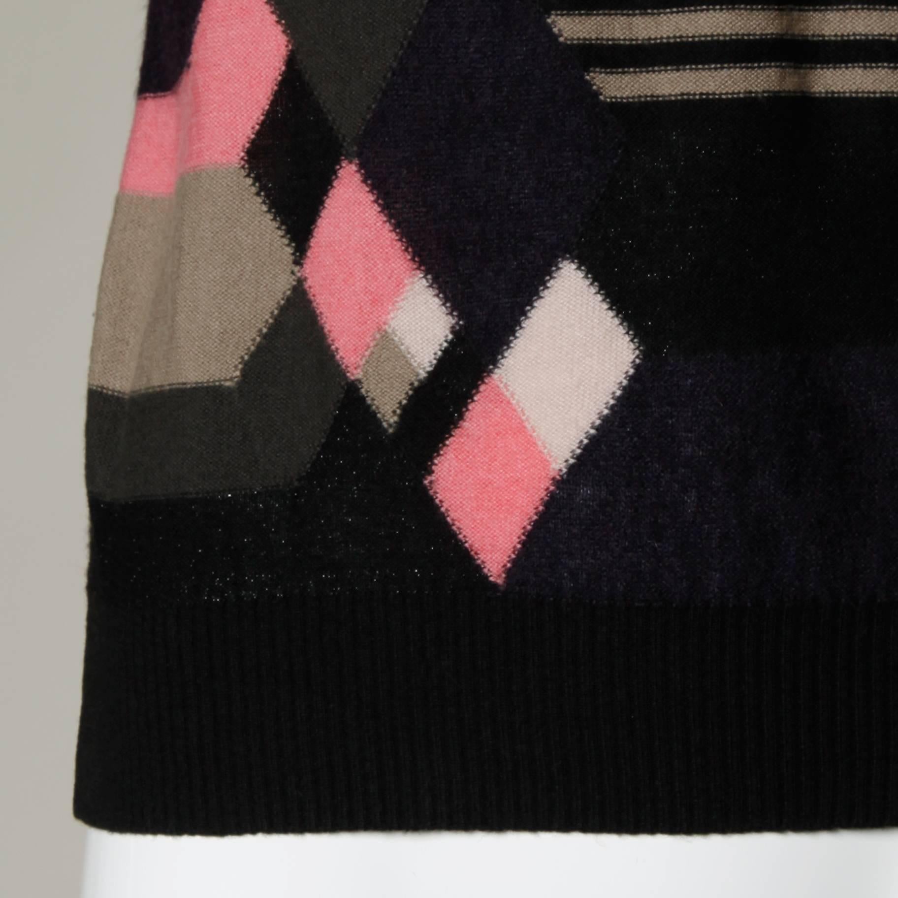 Sonia Rykiel Wool Cashmere Blend Knit Turtle Neck Sweater with Geometric Design 1