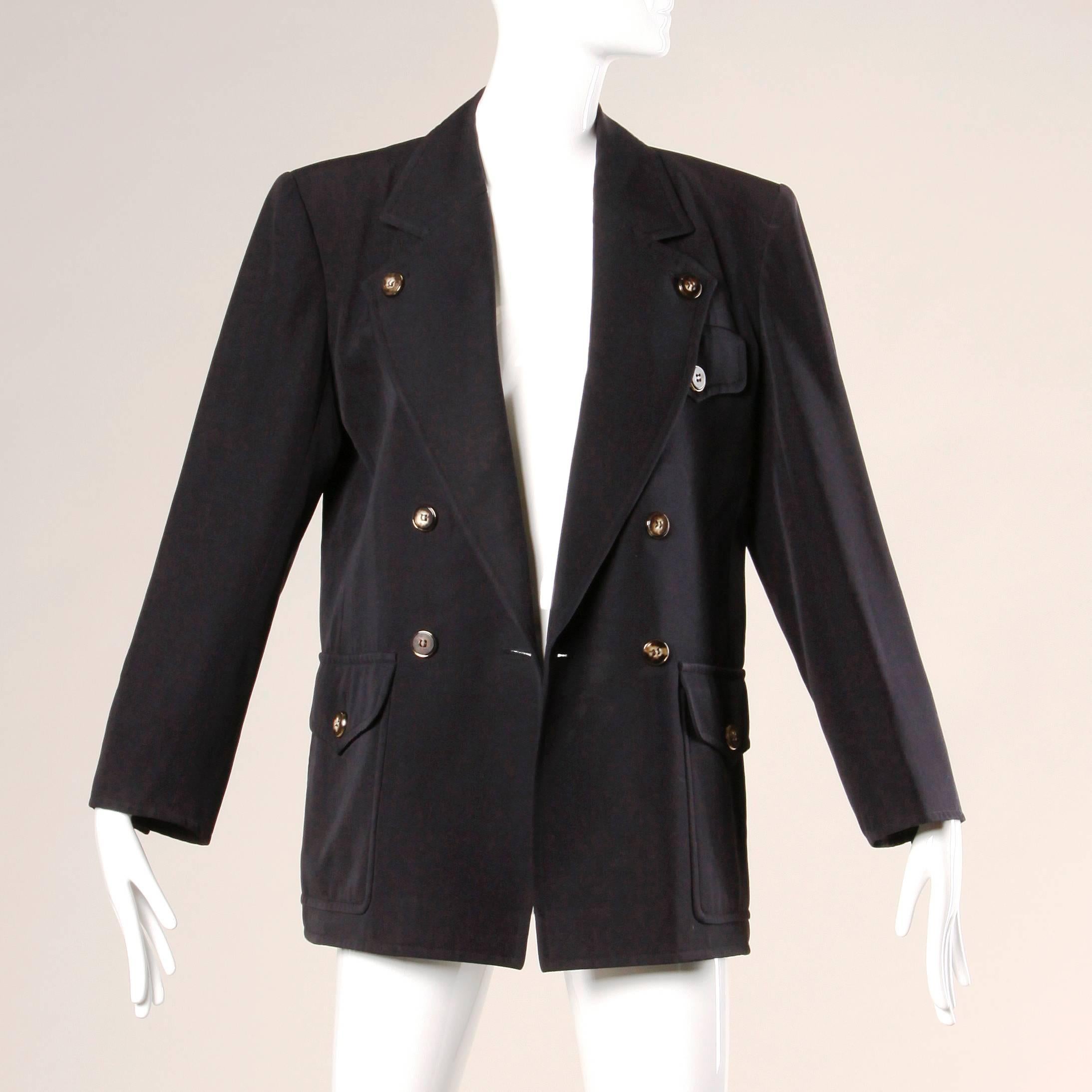 Women's Yves Saint Laurent Rive Gauche Vintage Wool Boyfriend Blazer Jacket For Sale