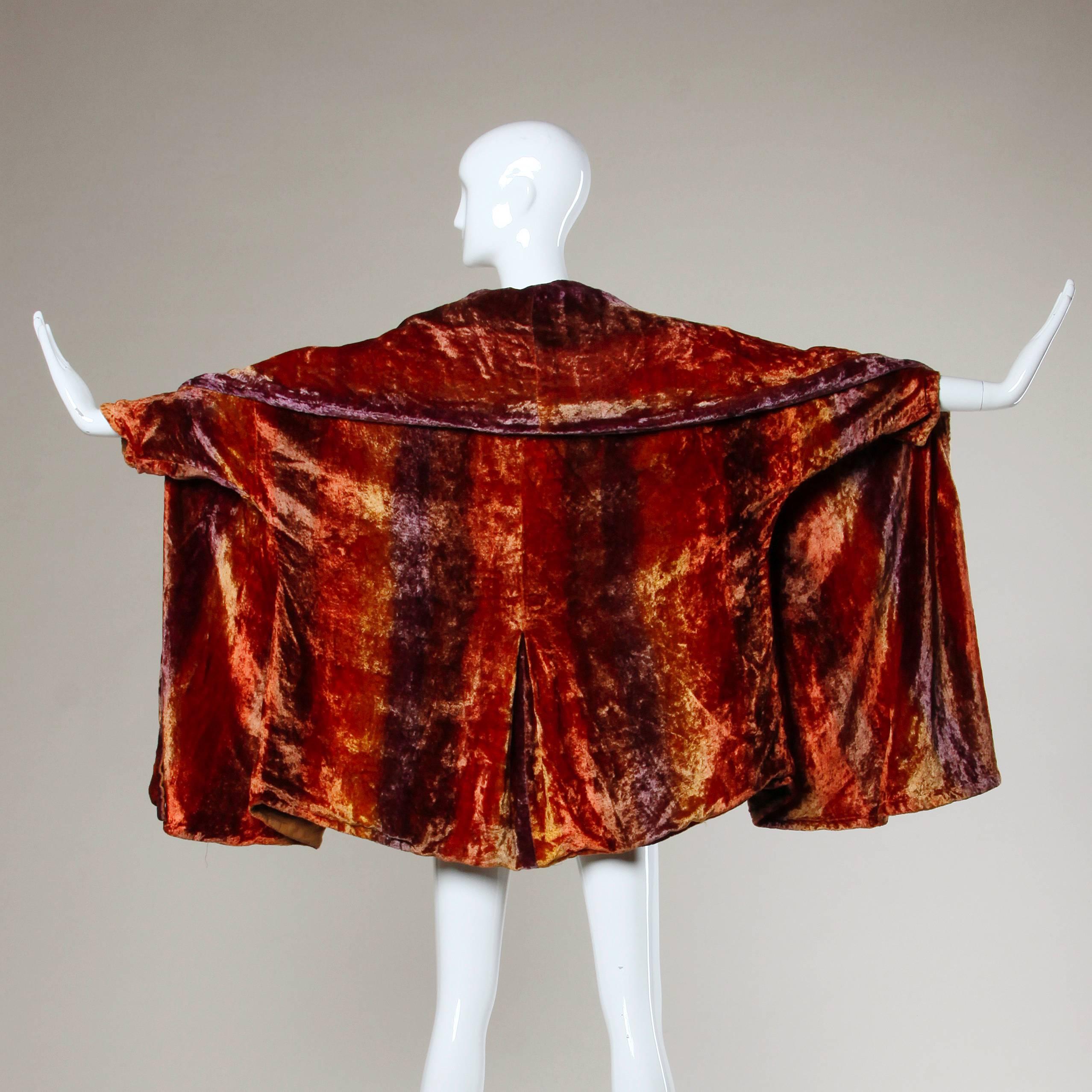 Women's Jean Paul Gaultier Vintage Tie Dye Avant Garde Crushed Velvet Coat
