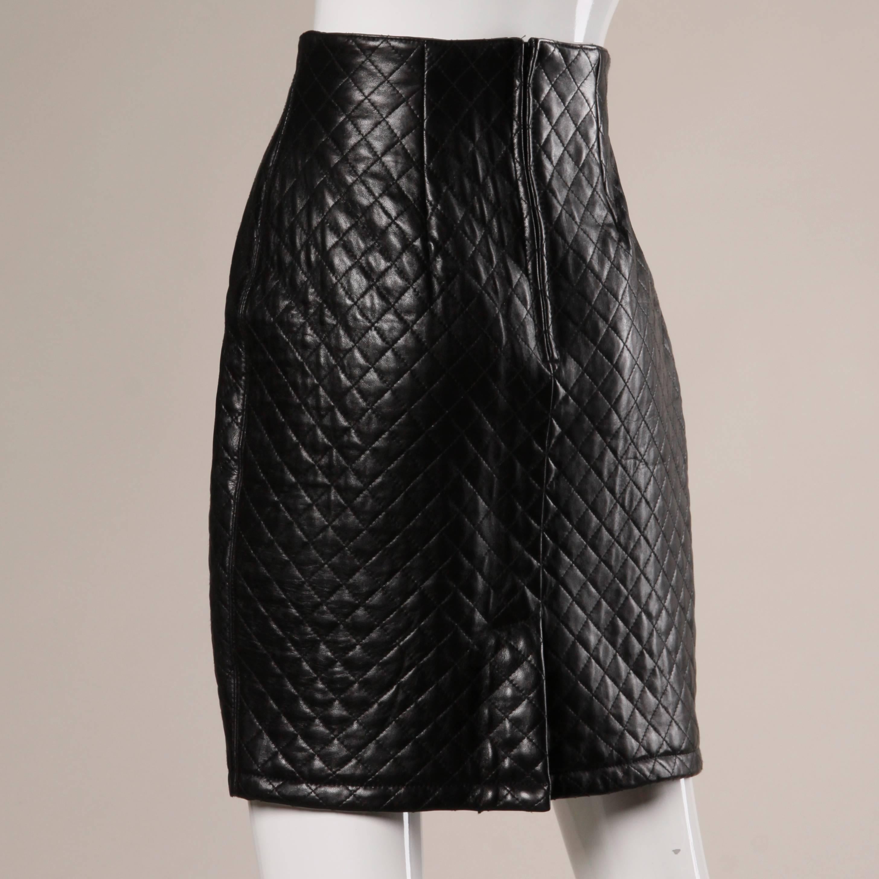 Unworn Michael Hoban for North Beach Leather Vintage Black Quilted Skirt In New Condition In Sparks, NV