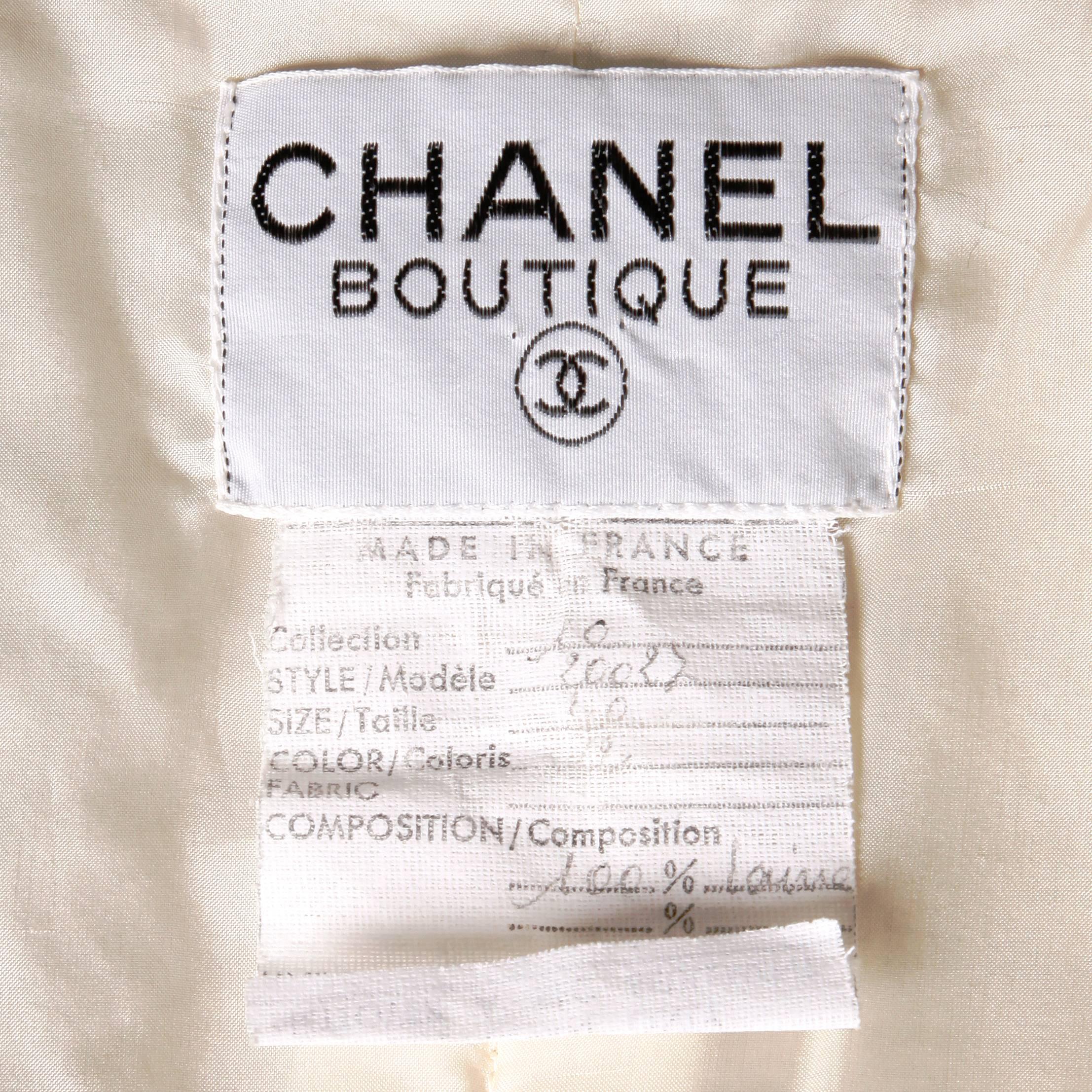 Beige Chanel Vintage Wool + Silk Jacket Skirt Suit 2-Piece Ensemble with CC Buttons