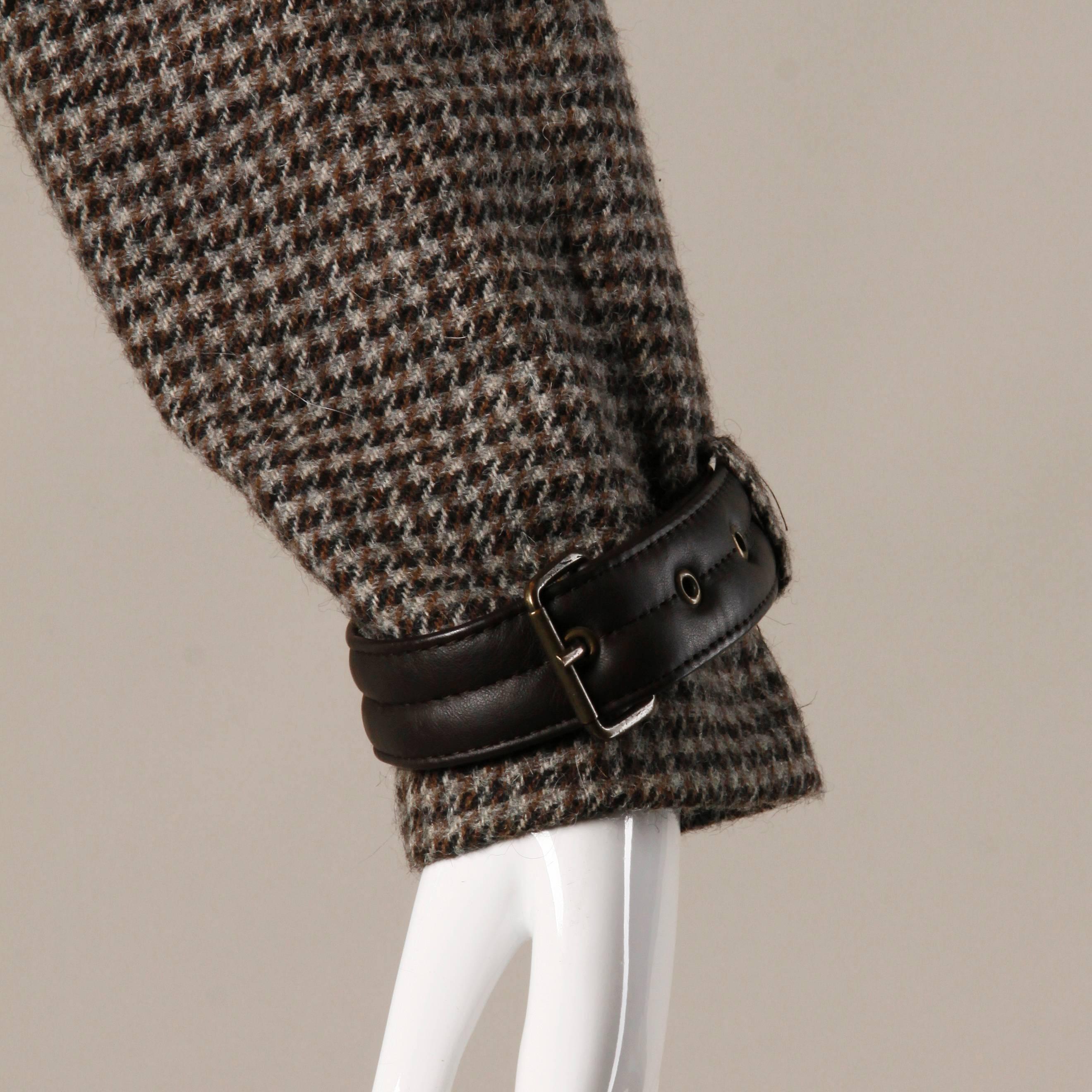 Gray Escada Vintage Tweed Alpaca + Wool Jacket with Leather Trim