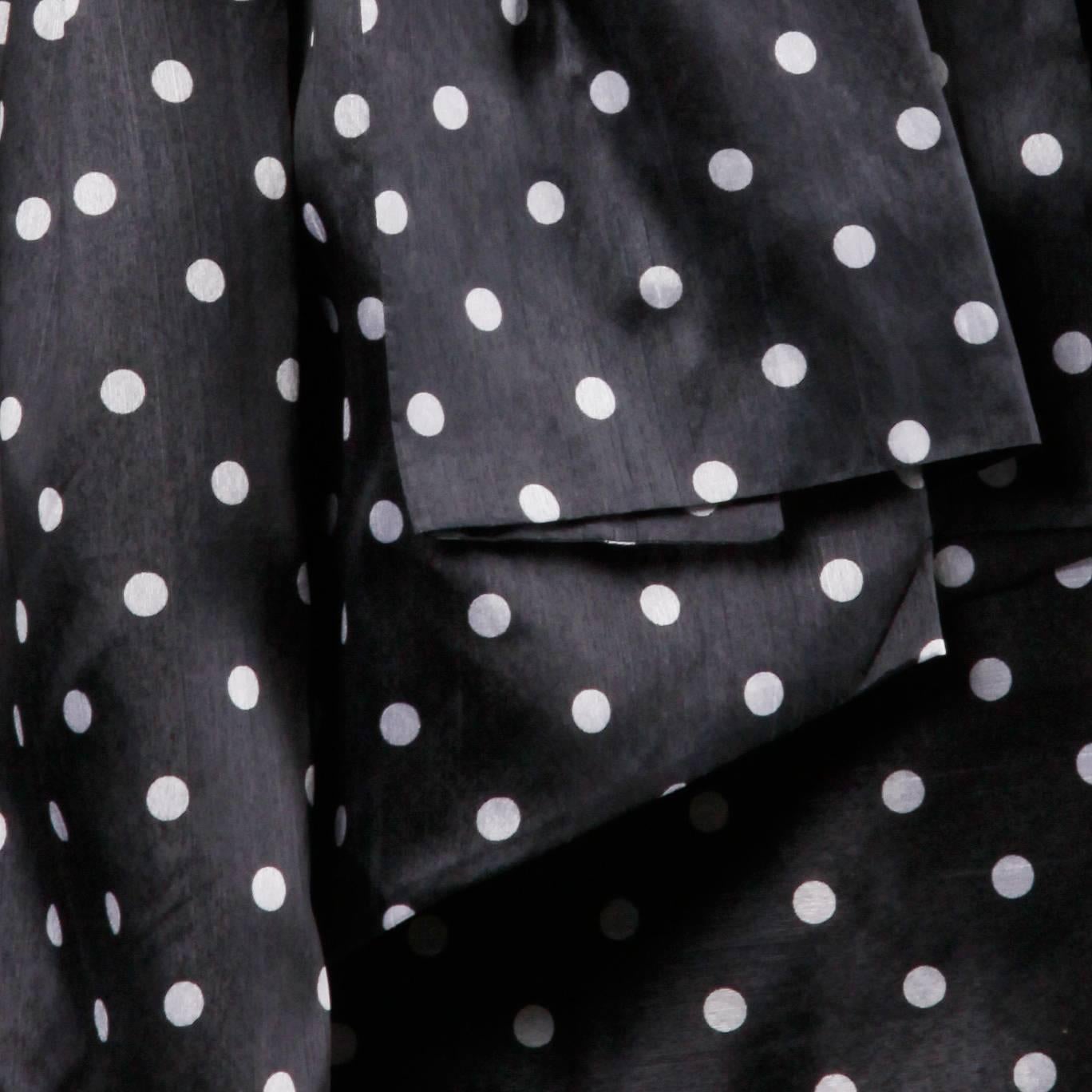 Black Loris Azzaro Vintage Polka Dot Origami Pleated Peplum Skirt