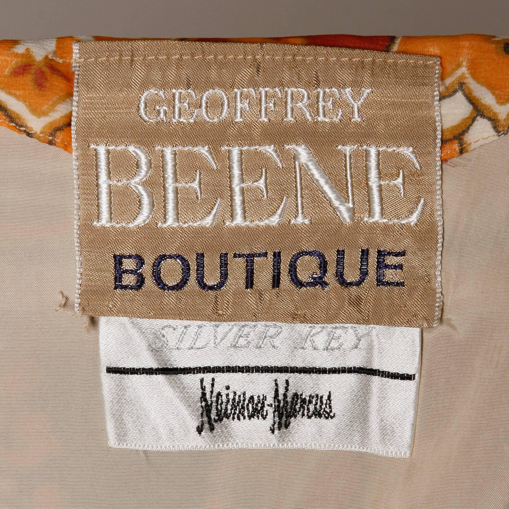 Brown 1960s Geoffrey Beene Vintage Silk Art Nouveau Print Jacket with Bell Sleeves