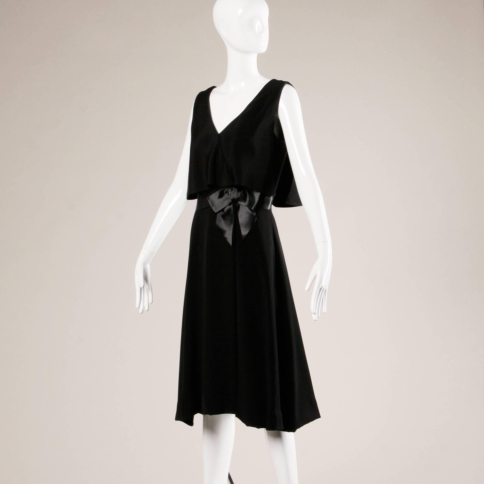 Estevez 1960s Vintage Black Silk Crepe Cocktail Dress at 1stDibs